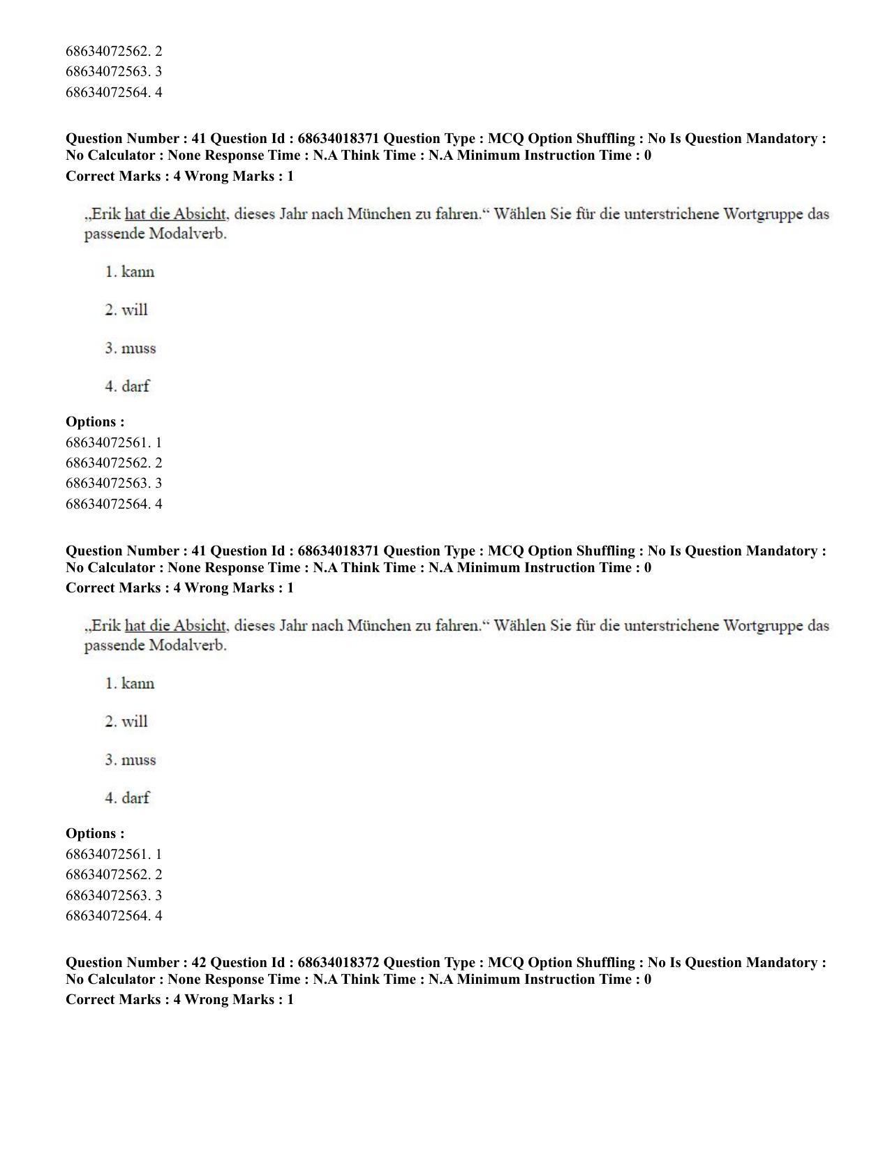 CUET PG 2023: LAQP12 – German(ENG) - Shift 3 (13-06-2023) Question Paper - Page 62