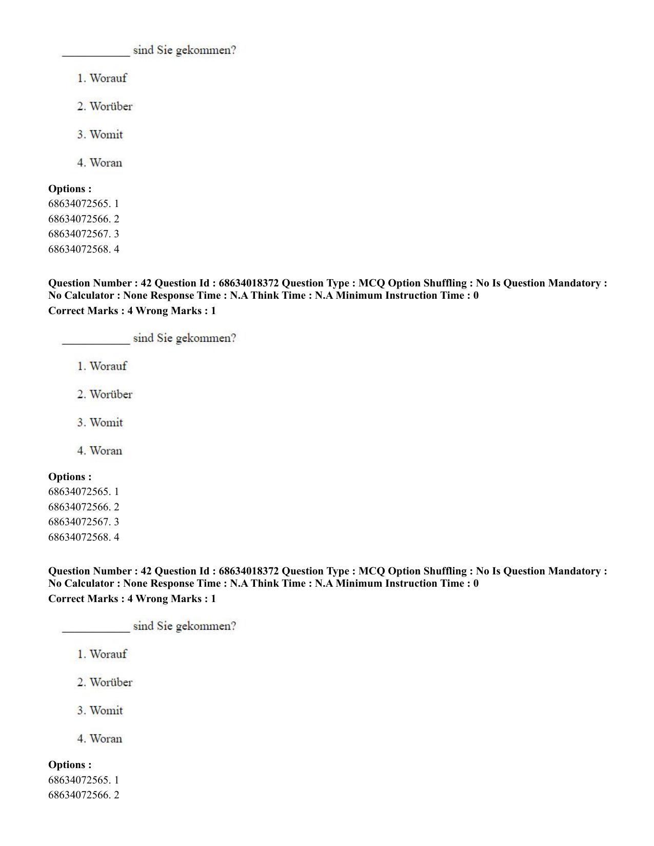 CUET PG 2023: LAQP12 – German(ENG) - Shift 3 (13-06-2023) Question Paper - Page 63