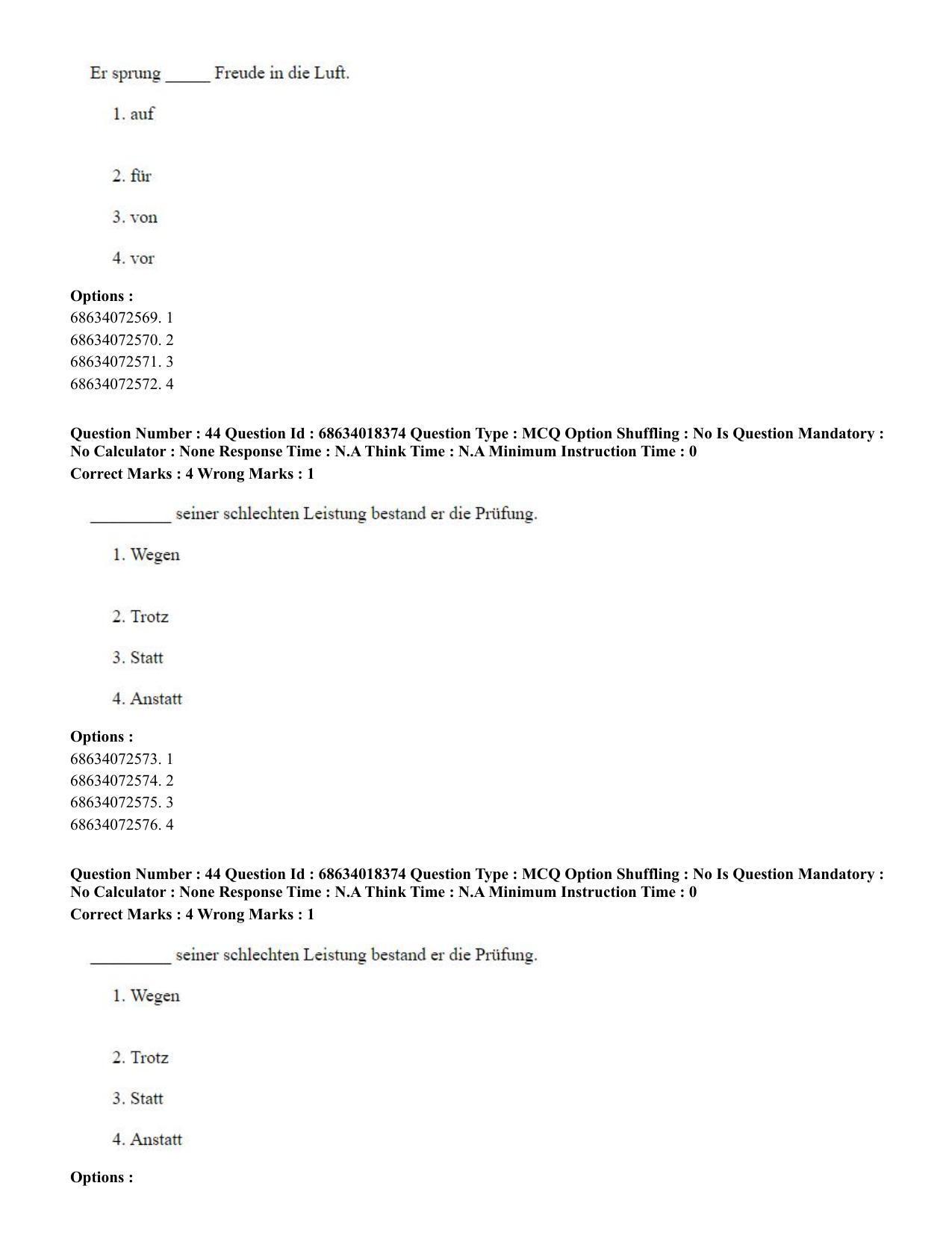 CUET PG 2023: LAQP12 – German(ENG) - Shift 3 (13-06-2023) Question Paper - Page 65
