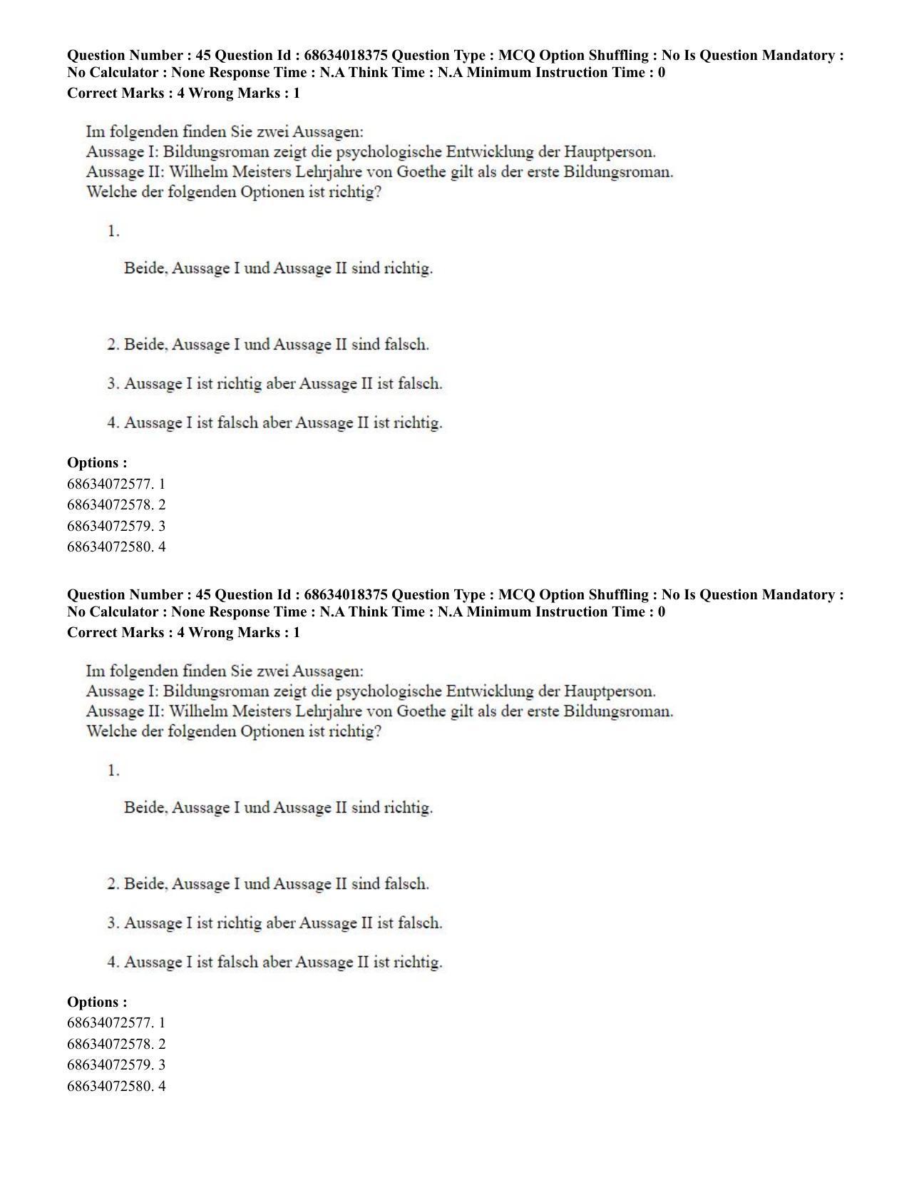 CUET PG 2023: LAQP12 – German(ENG) - Shift 3 (13-06-2023) Question Paper - Page 67