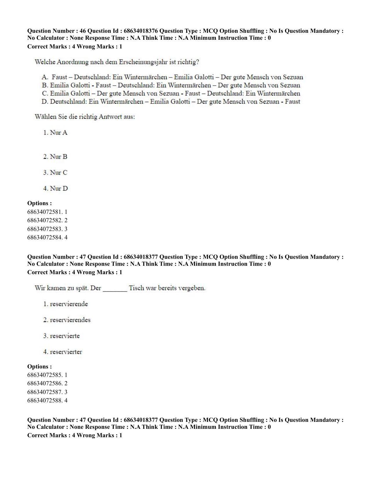 CUET PG 2023: LAQP12 – German(ENG) - Shift 3 (13-06-2023) Question Paper - Page 69