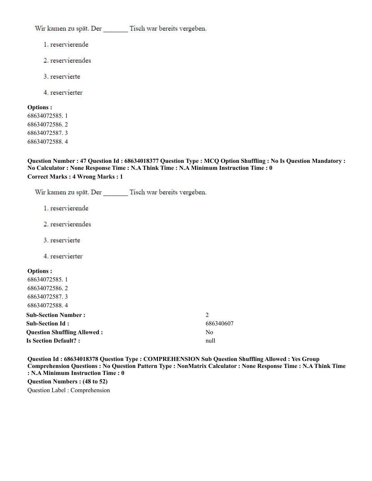 CUET PG 2023: LAQP12 – German(ENG) - Shift 3 (13-06-2023) Question Paper - Page 70
