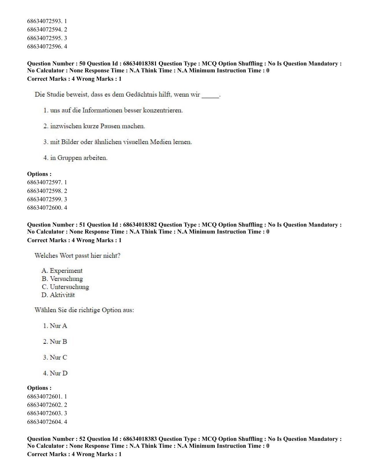 CUET PG 2023: LAQP12 – German(ENG) - Shift 3 (13-06-2023) Question Paper - Page 72