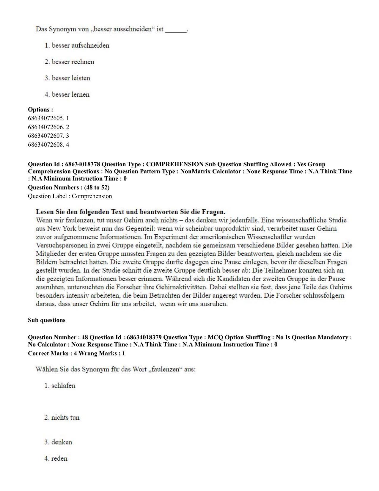 CUET PG 2023: LAQP12 – German(ENG) - Shift 3 (13-06-2023) Question Paper - Page 73