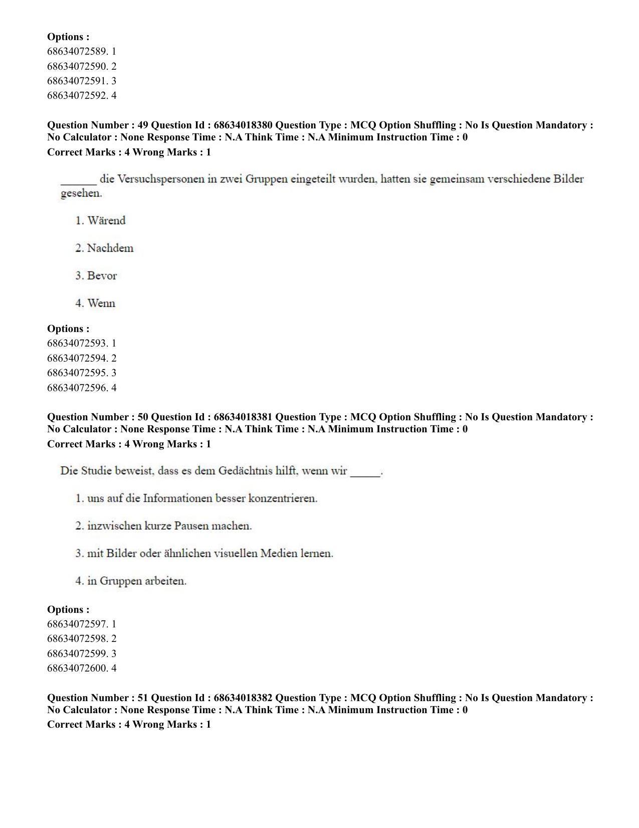 CUET PG 2023: LAQP12 – German(ENG) - Shift 3 (13-06-2023) Question Paper - Page 74