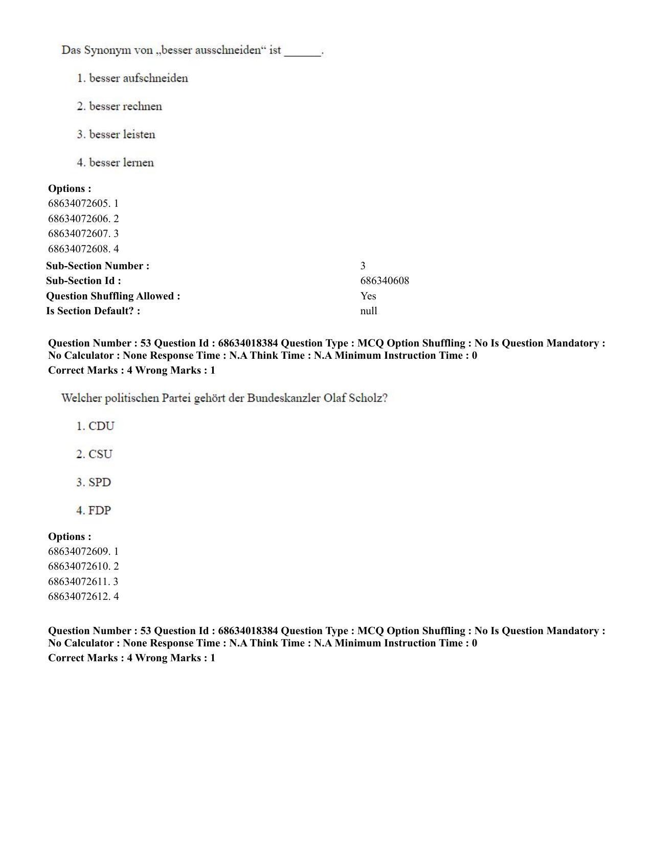 CUET PG 2023: LAQP12 – German(ENG) - Shift 3 (13-06-2023) Question Paper - Page 78