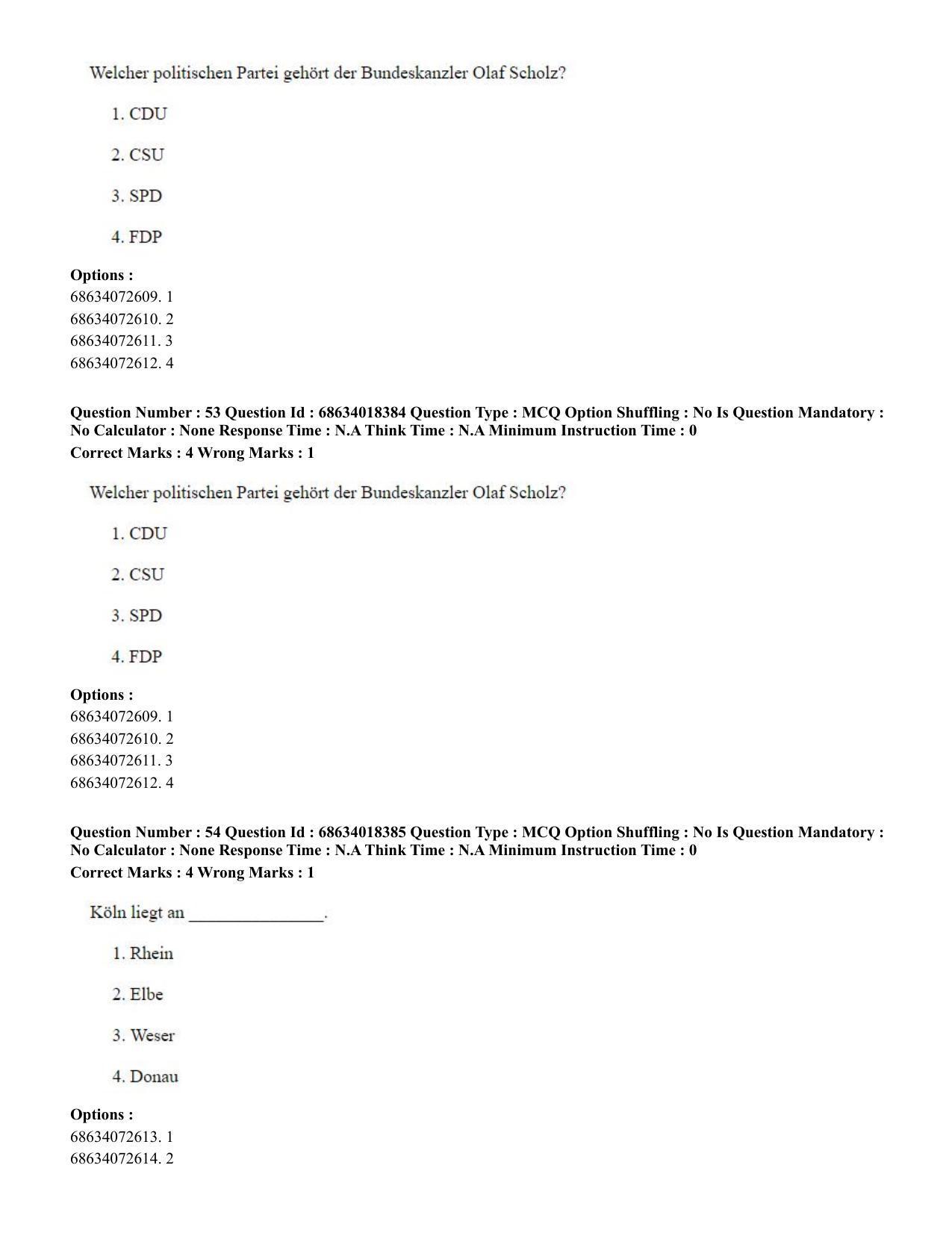CUET PG 2023: LAQP12 – German(ENG) - Shift 3 (13-06-2023) Question Paper - Page 79