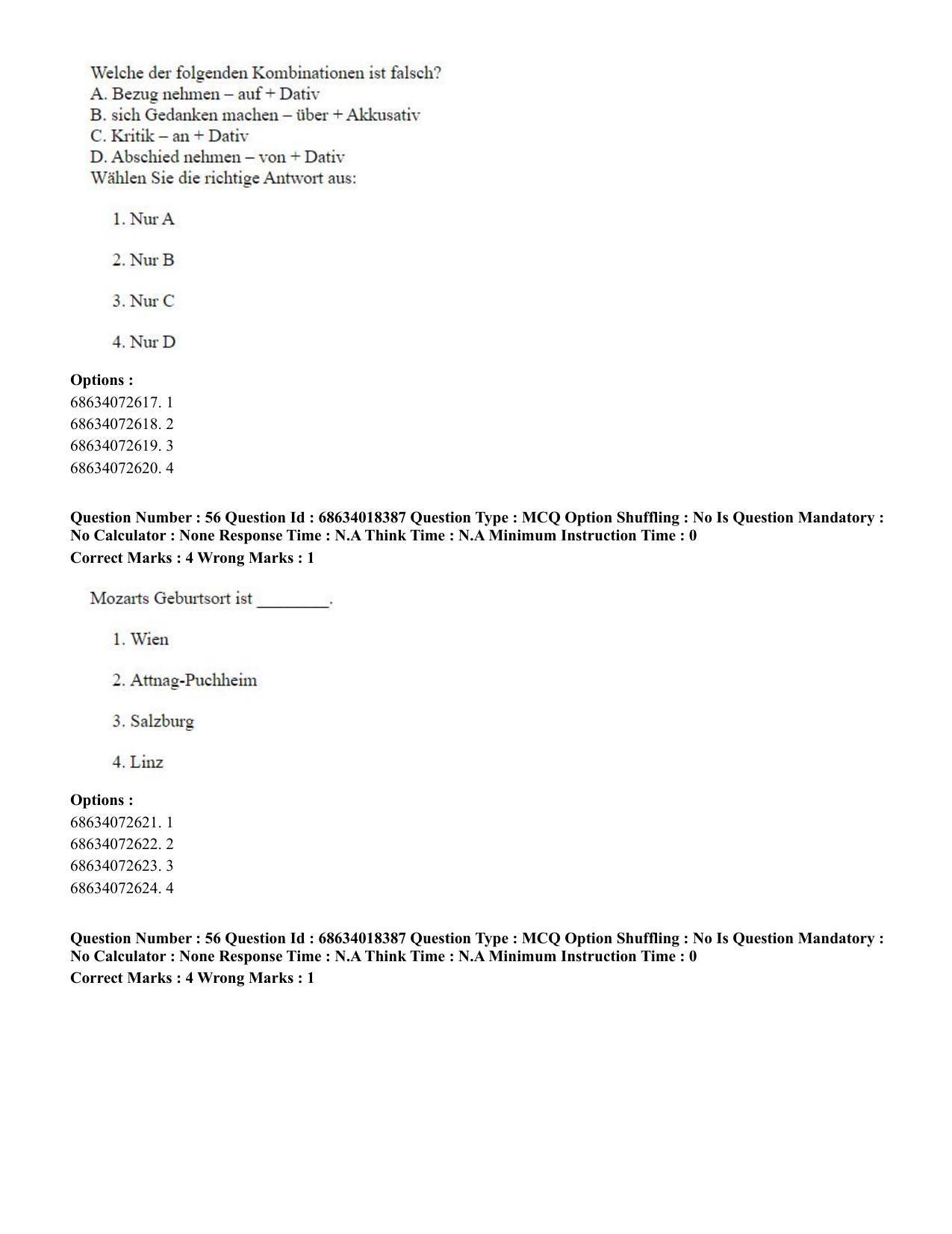 CUET PG 2023: LAQP12 – German(ENG) - Shift 3 (13-06-2023) Question Paper - Page 82