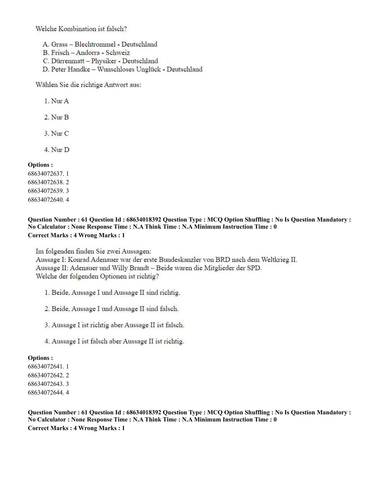 CUET PG 2023: LAQP12 – German(ENG) - Shift 3 (13-06-2023) Question Paper - Page 89