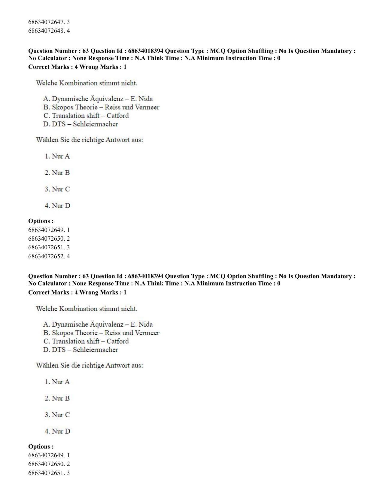 CUET PG 2023: LAQP12 – German(ENG) - Shift 3 (13-06-2023) Question Paper - Page 92