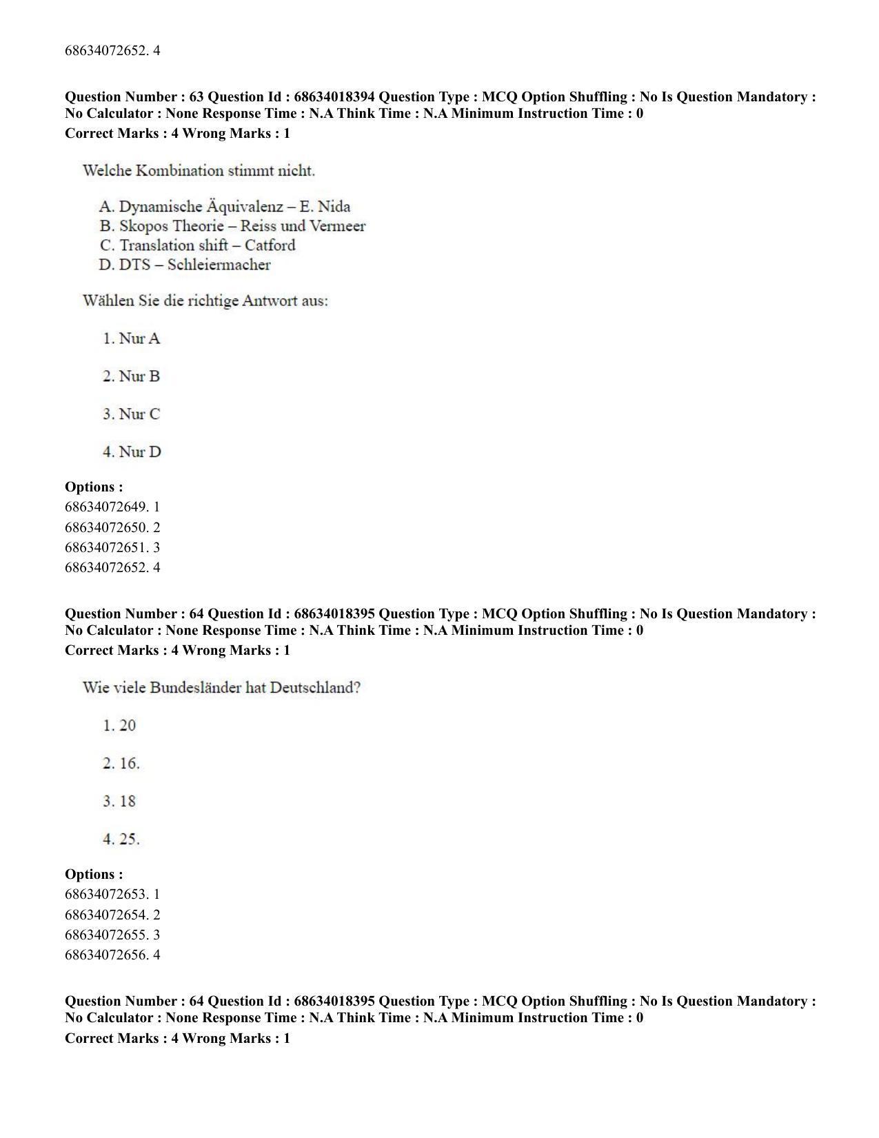 CUET PG 2023: LAQP12 – German(ENG) - Shift 3 (13-06-2023) Question Paper - Page 93