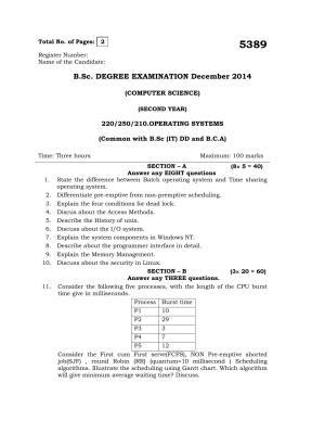 Annamalai University Operating Systems B.C.A. (OUS) December 2014 Question Papers