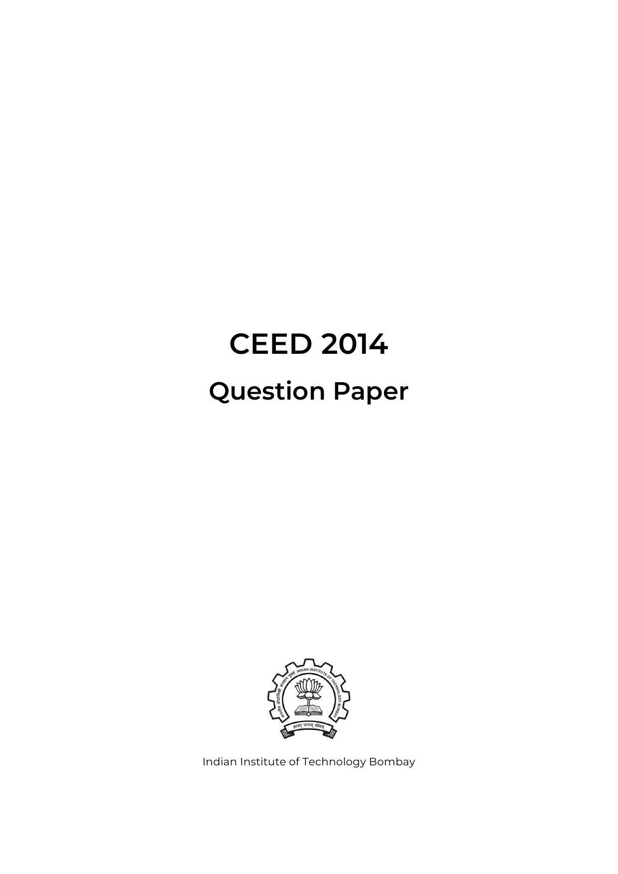 CEED 2014 Question Paper - Page 1
