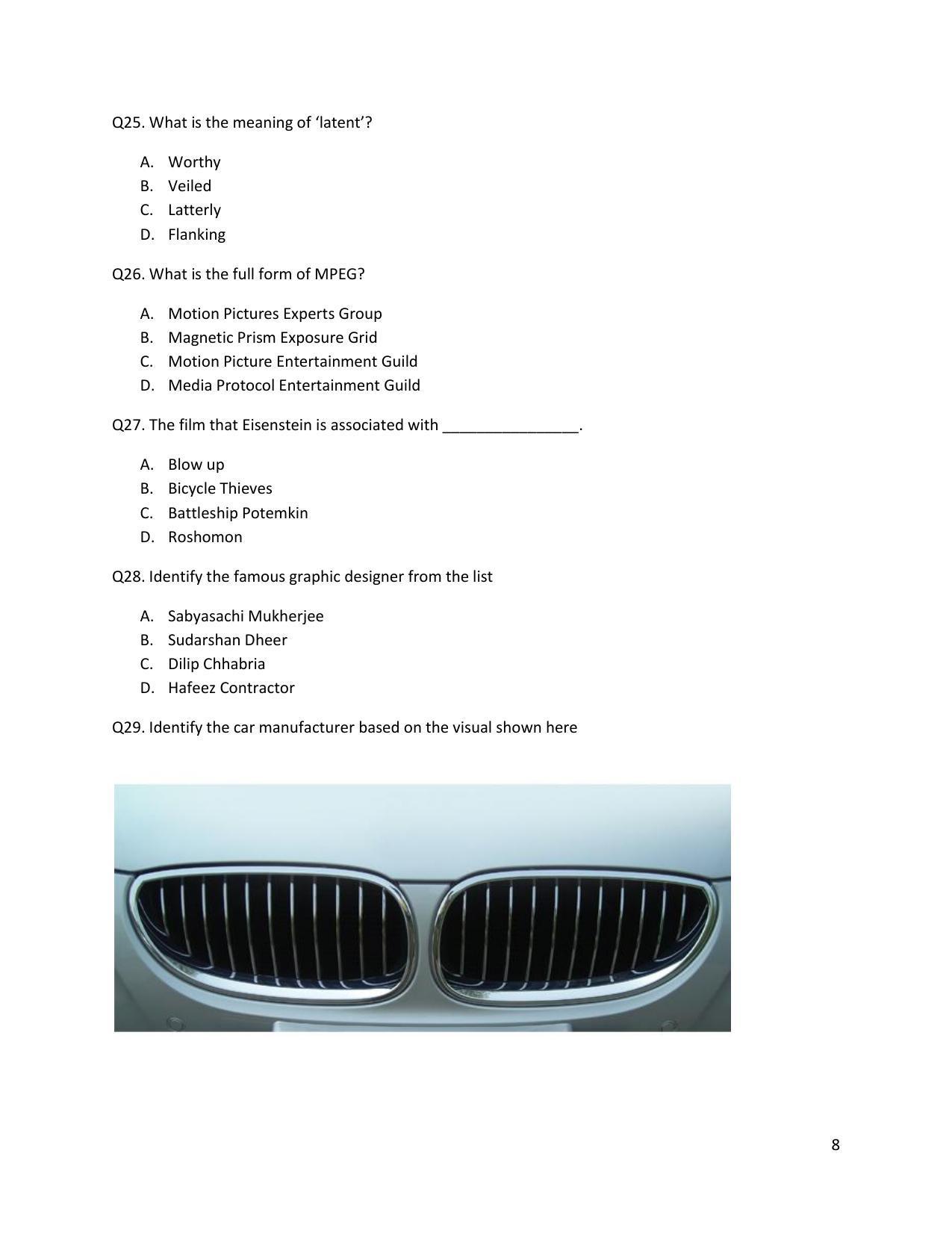 CEED 2014 Question Paper - Page 9