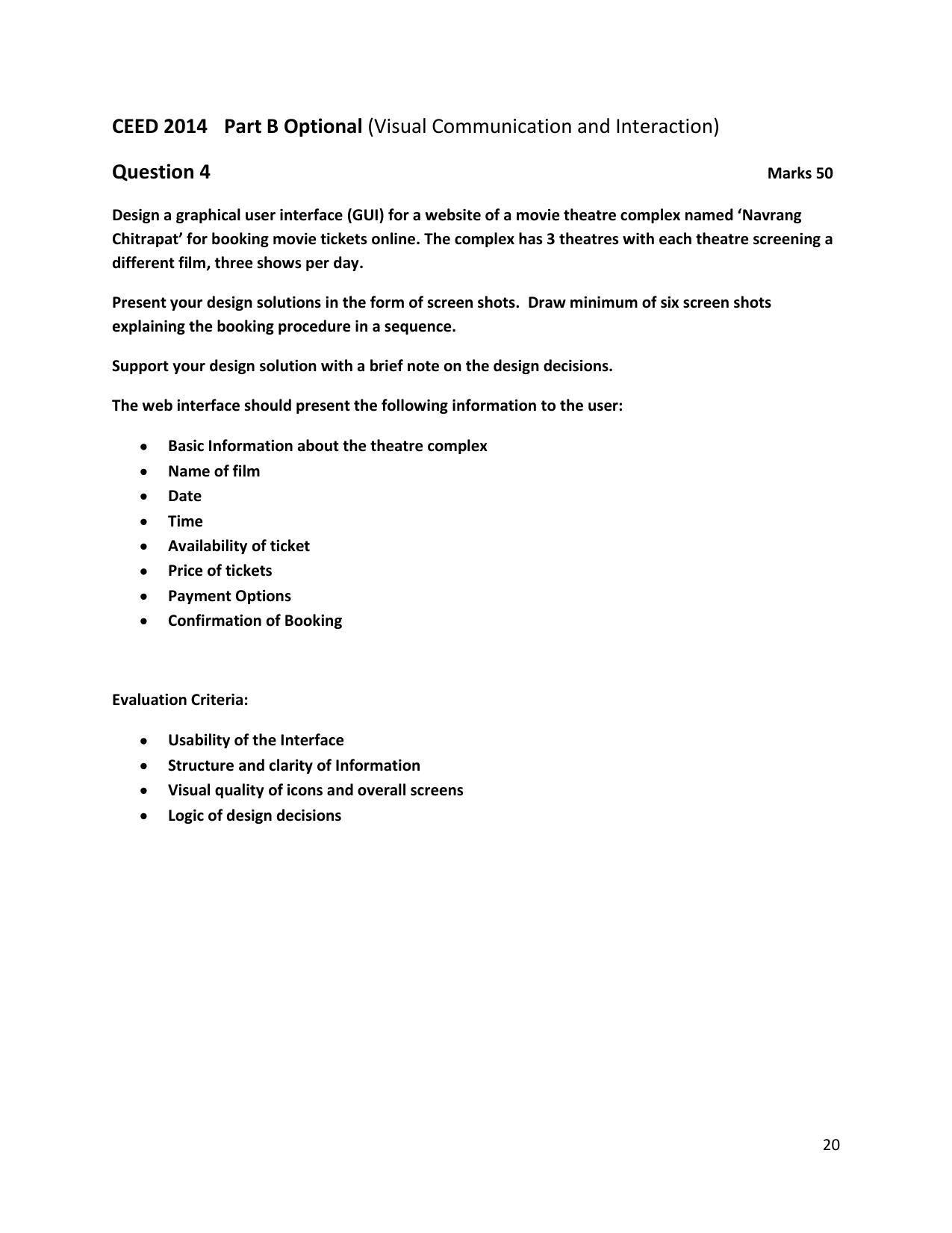 CEED 2014 Question Paper - Page 21
