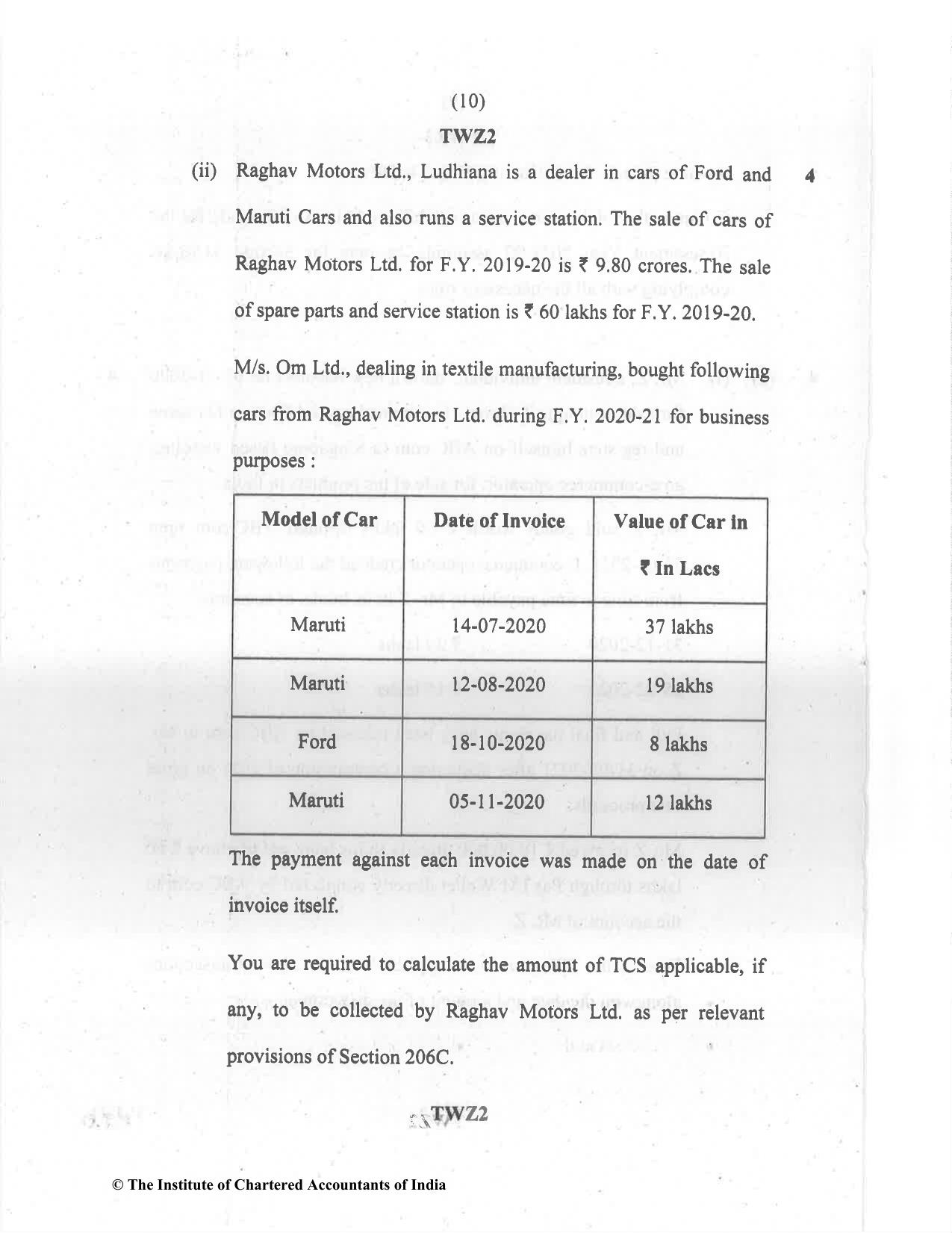 CA Final Dec 2021 Question Paper - Paper 7 – Direct Tax Laws and International Taxation - Page 10