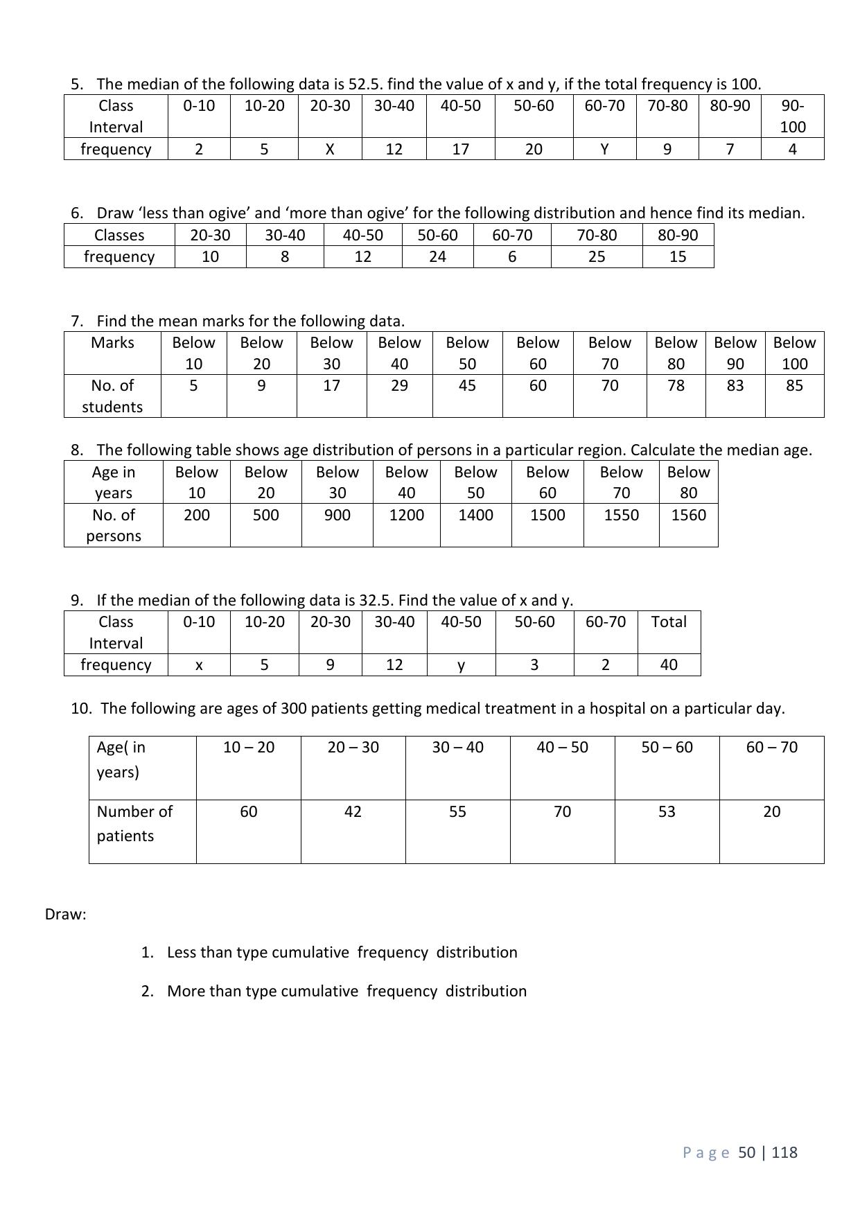 CBSE Worksheets for Class 10 Maths Statistics Assignment 7 - Page 5