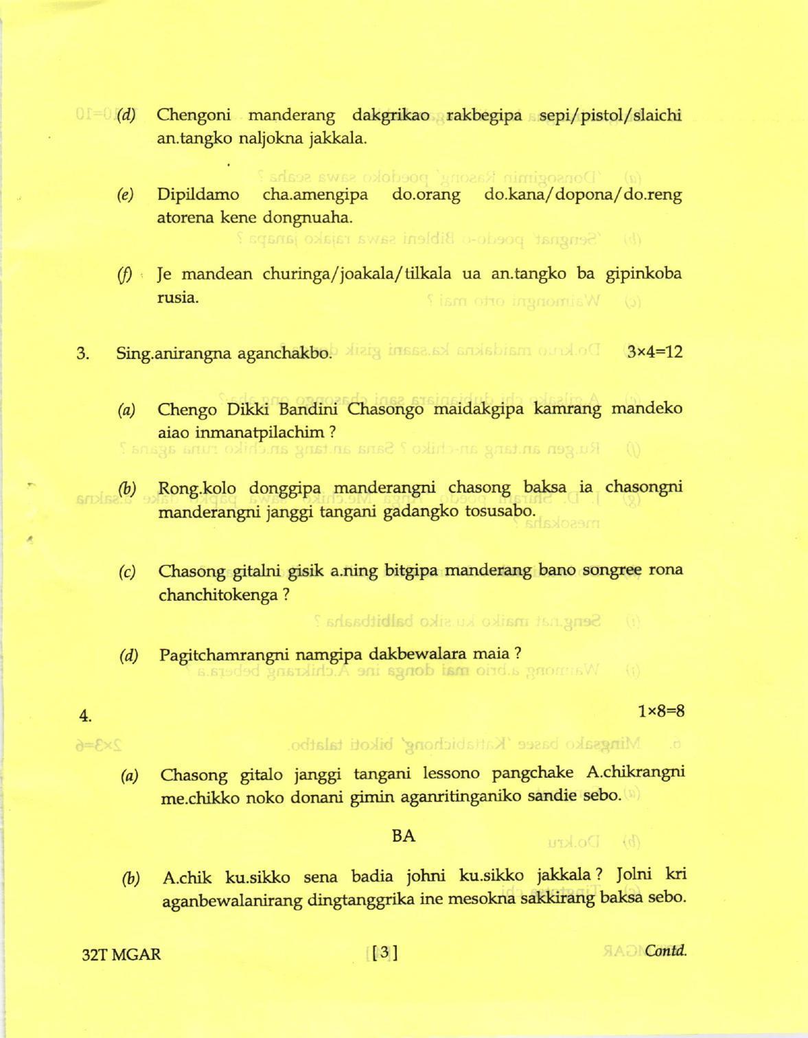 AHSEC Class 12 MIL GARO Question Papers 2022 - Page 3