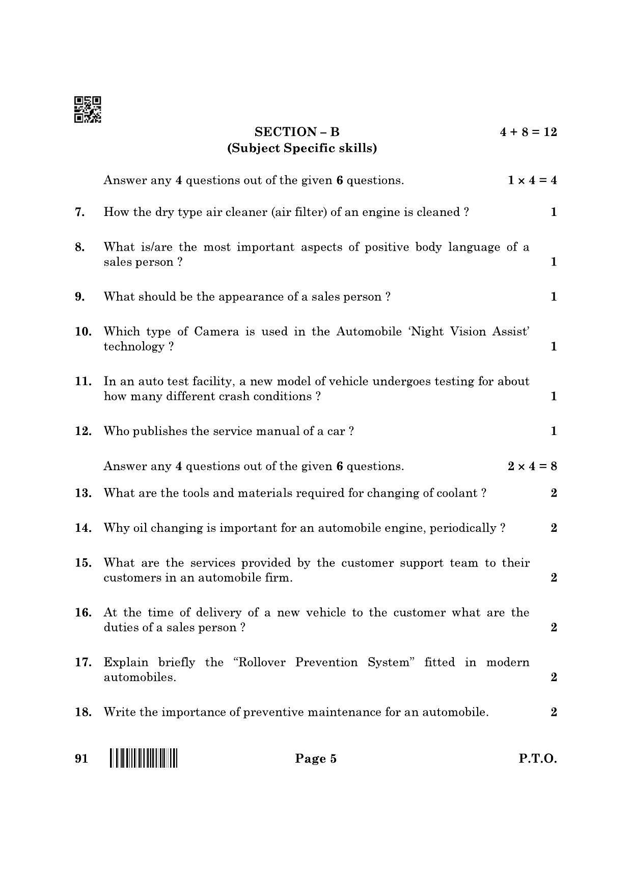 CBSE Class 10 91 Automotive 2022 Question Paper - Page 5