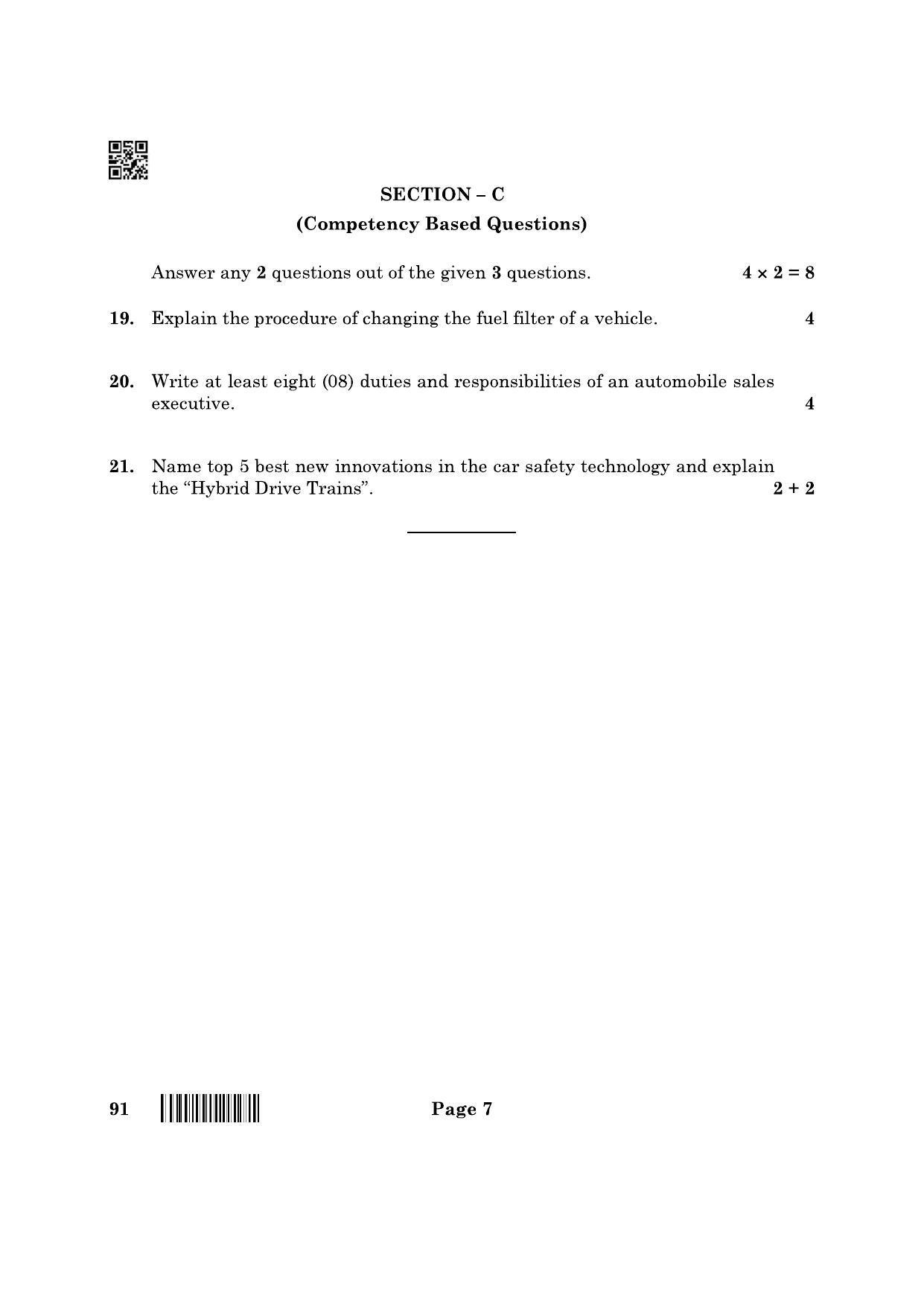 CBSE Class 10 91 Automotive 2022 Question Paper - Page 7