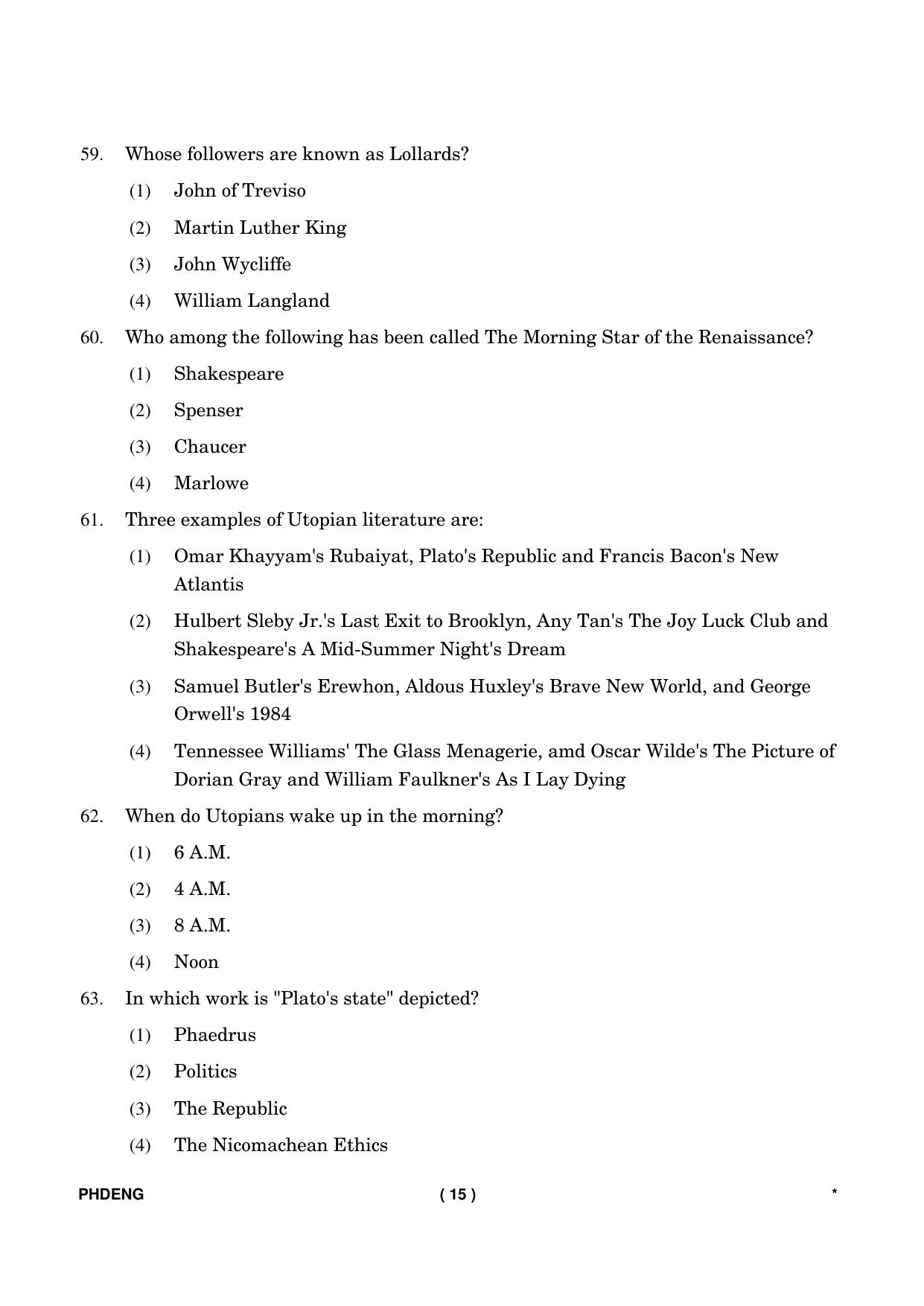 IGNOU PhD Entrance Test Ph. D. (English) Entrance Test, July, 2023 Question Paper - Page 16