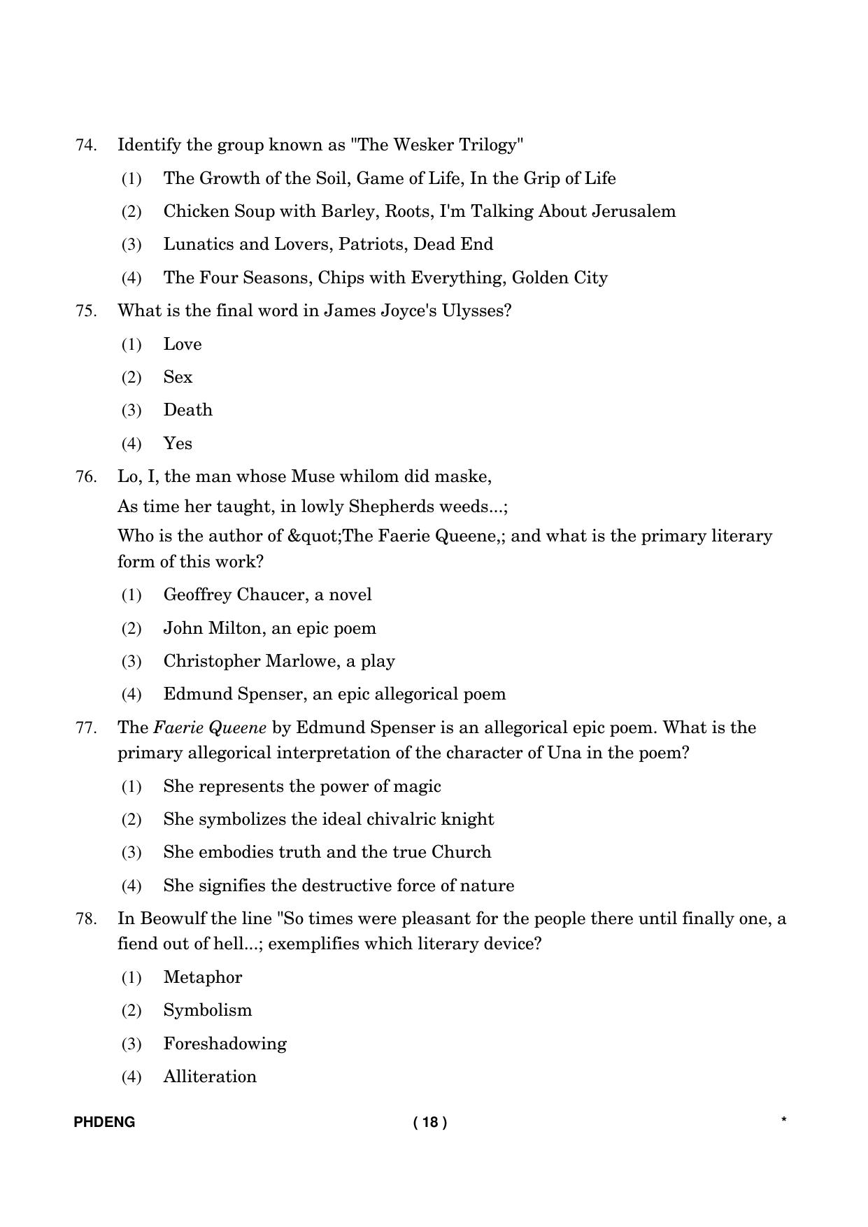 IGNOU PhD Entrance Test Ph. D. (English) Entrance Test, July, 2023 Question Paper - Page 19