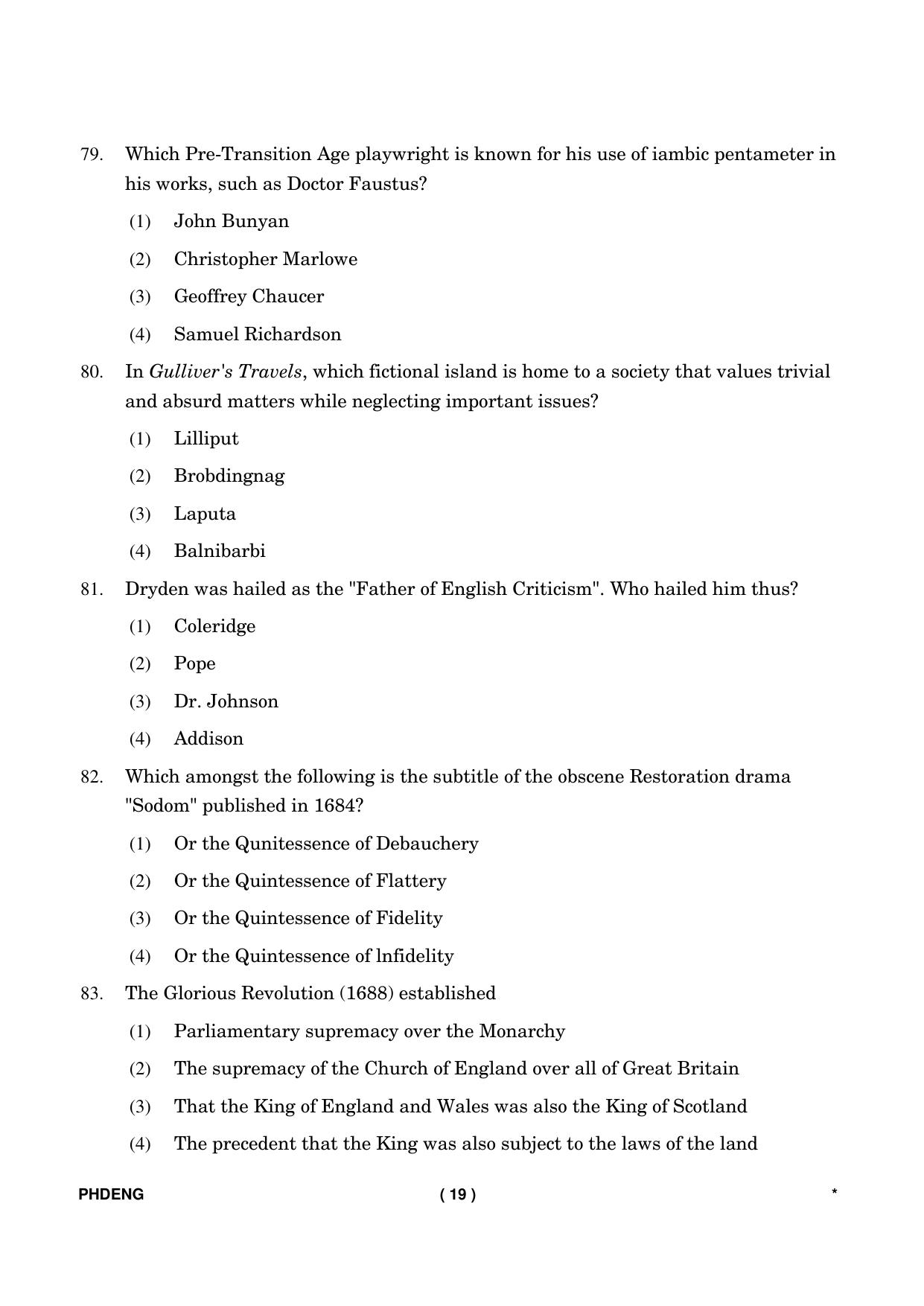IGNOU PhD Entrance Test Ph. D. (English) Entrance Test, July, 2023 Question Paper - Page 20
