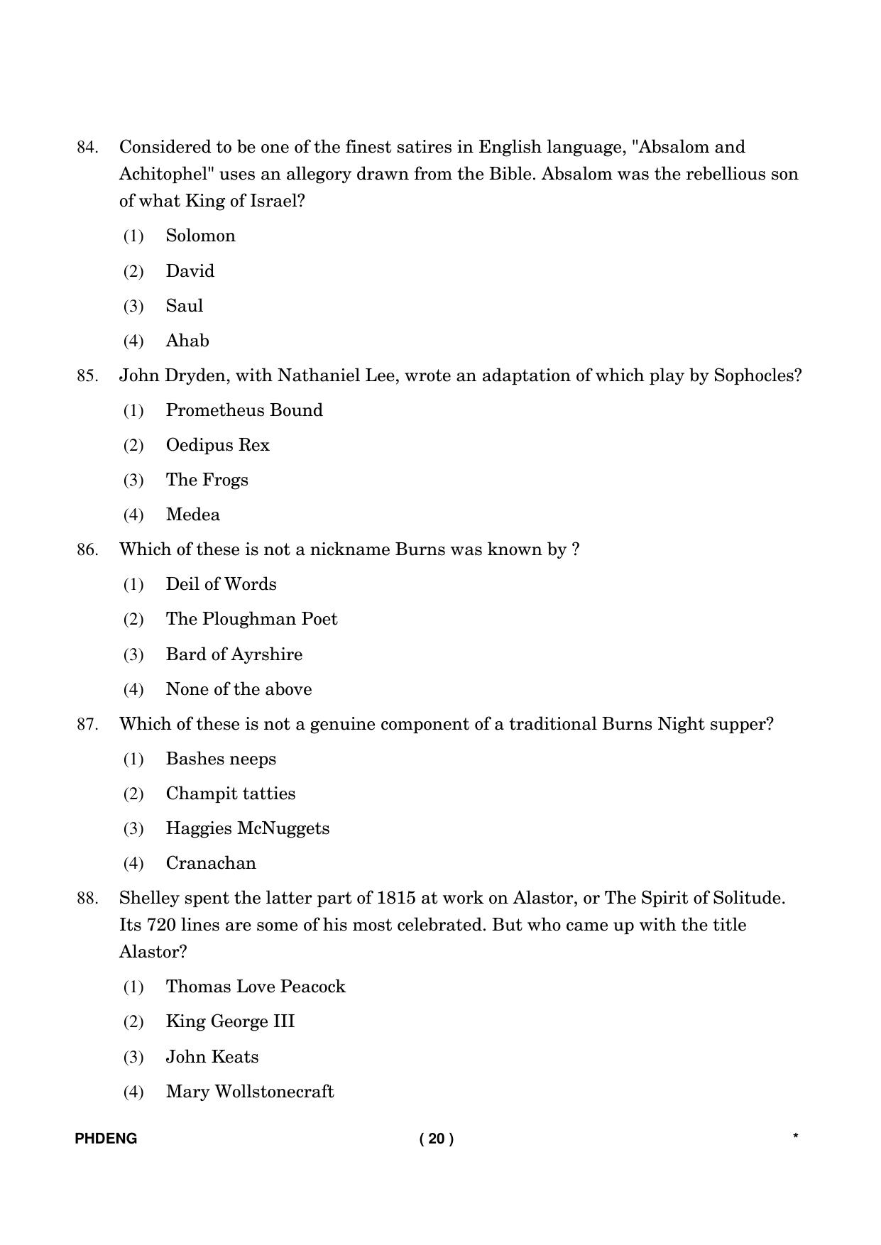 IGNOU PhD Entrance Test Ph. D. (English) Entrance Test, July, 2023 Question Paper - Page 21