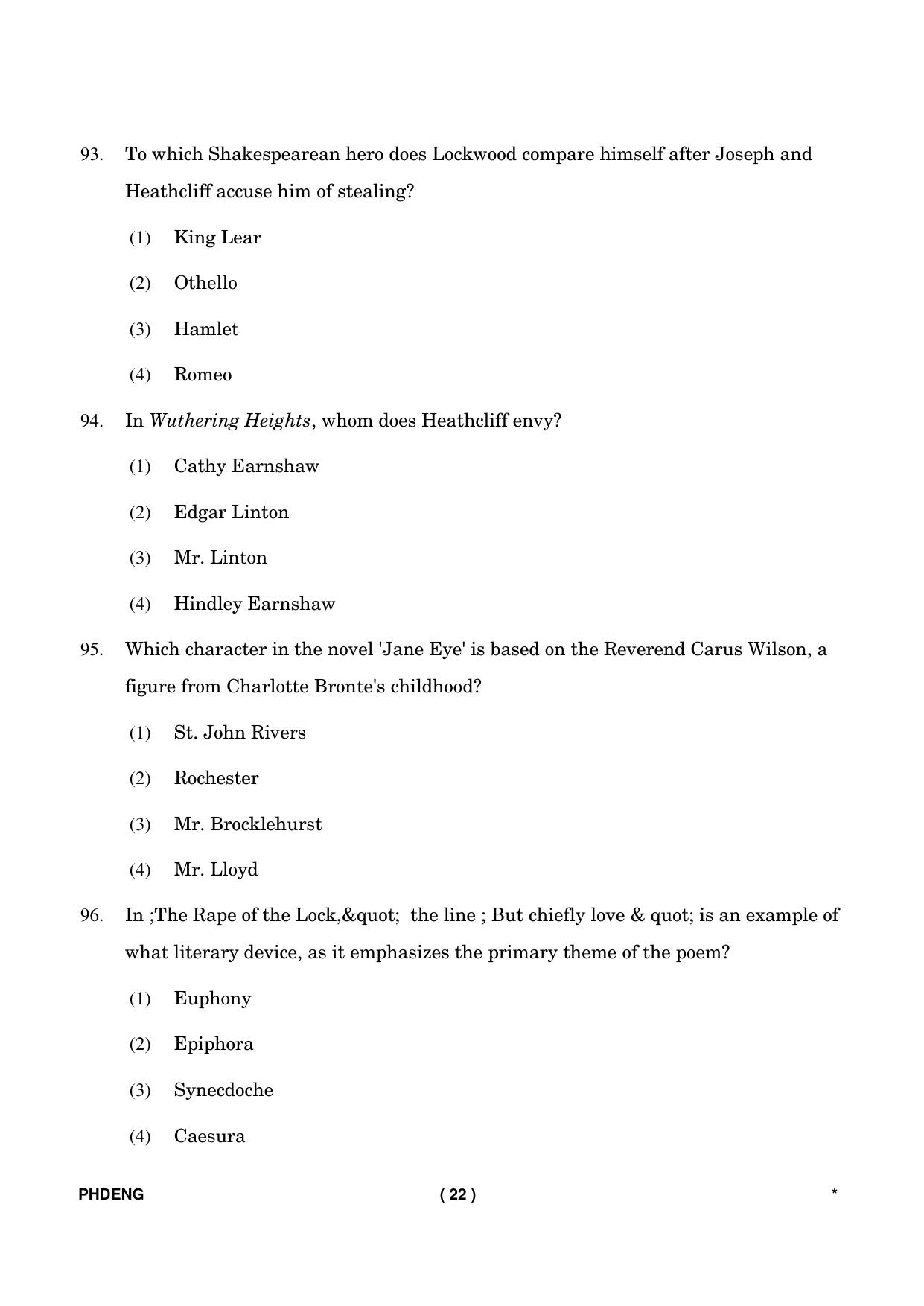 IGNOU PhD Entrance Test Ph. D. (English) Entrance Test, July, 2023 Question Paper - Page 23