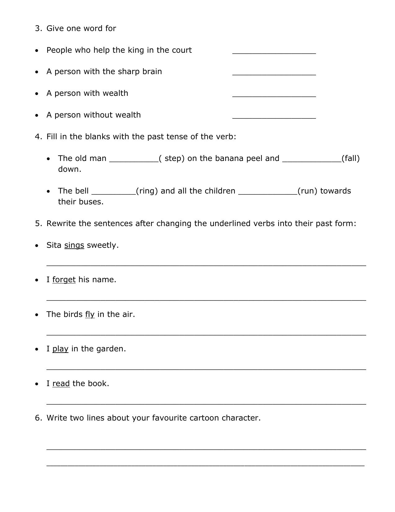 Worksheet for Class 2 English Assignment 7 - Page 2