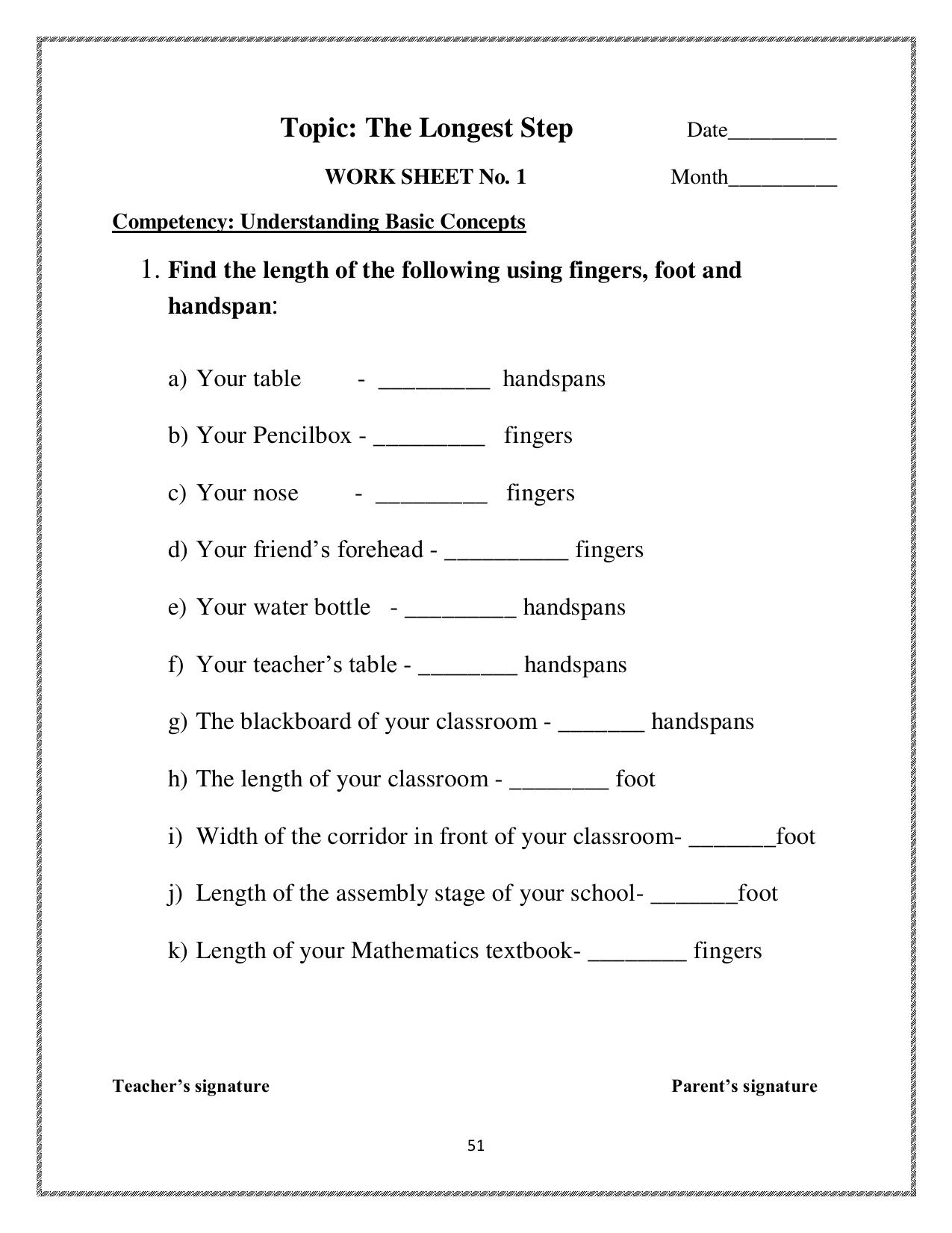 Worksheets for Class 2 Maths Assignment 74 The Longest Step - Page 1