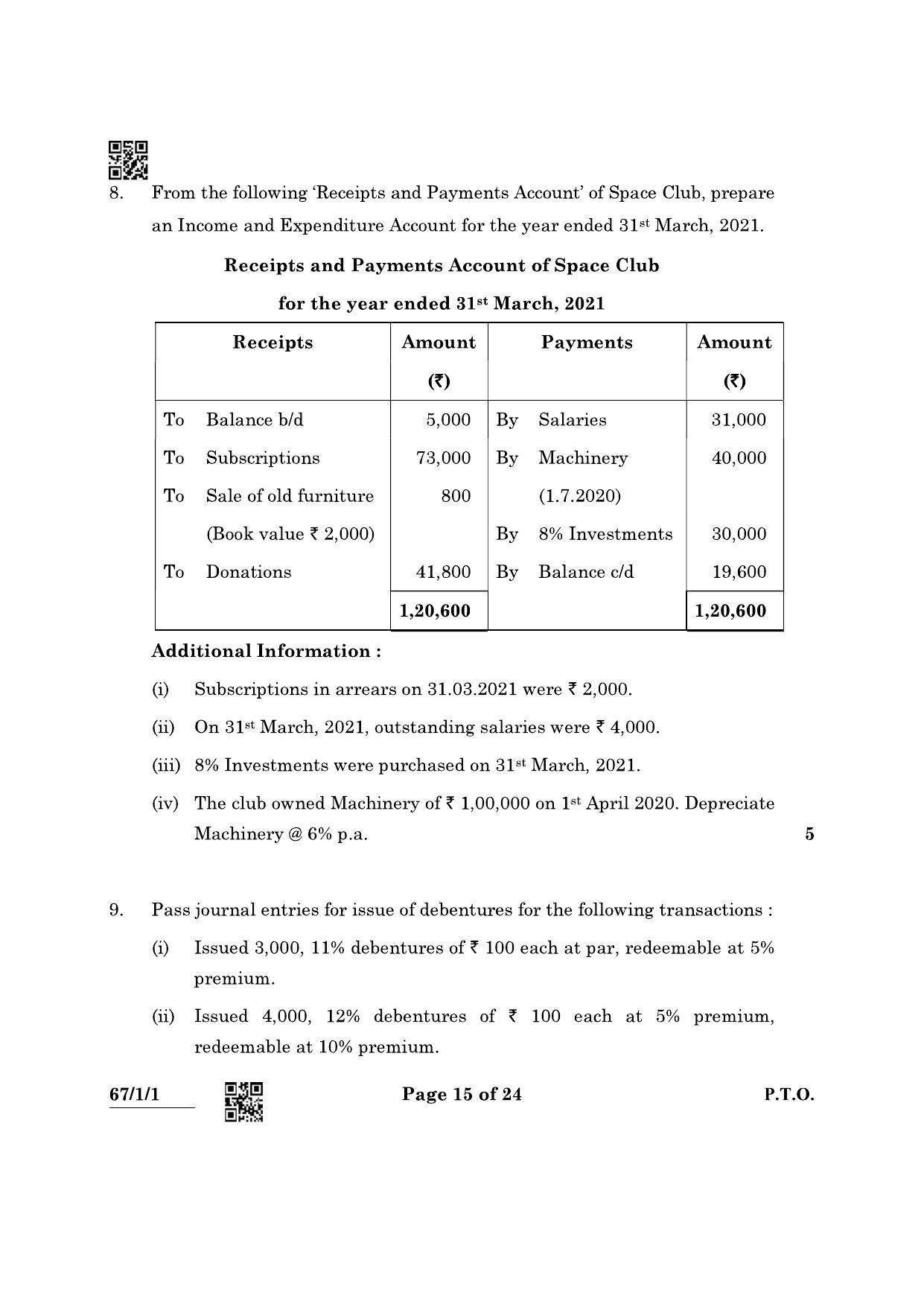 CBSE Class 12 67-1-1 Accountancy 2022 Question Paper - Page 15