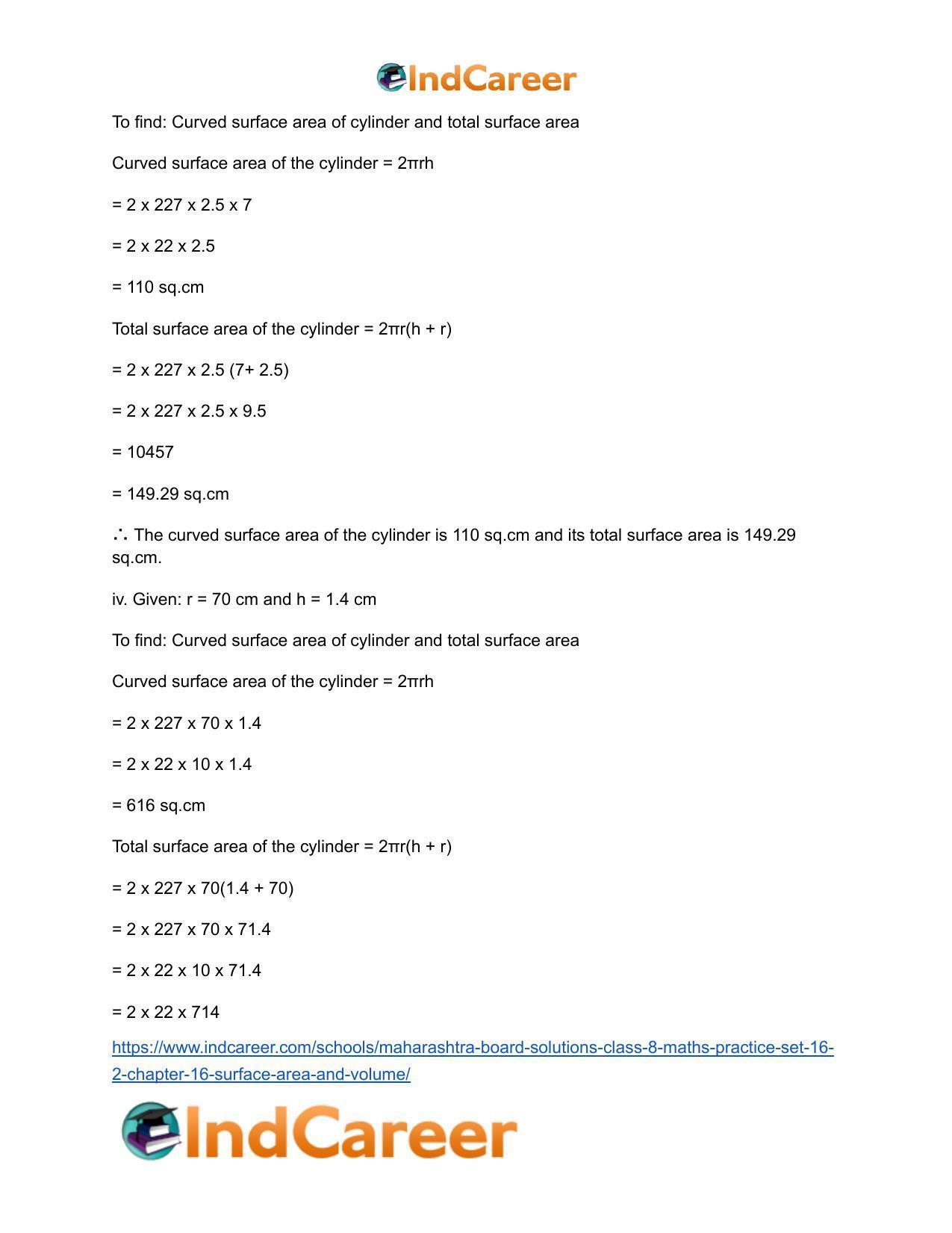 Maharashtra Board Solutions Class 8-Maths (Practice Set 16.2): Chapter 16- Surface Area and Volume - Page 4