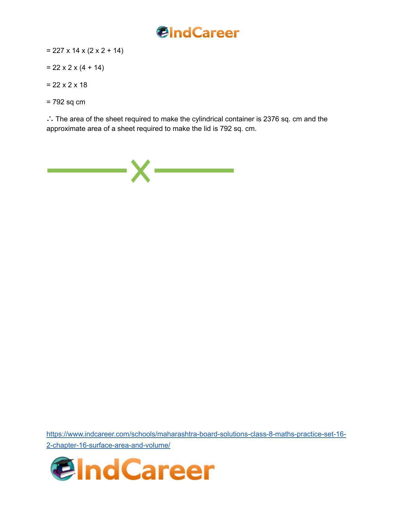 Maharashtra Board Solutions Class 8-Maths (Practice Set 16.2): Chapter 16- Surface Area and Volume - Page 8