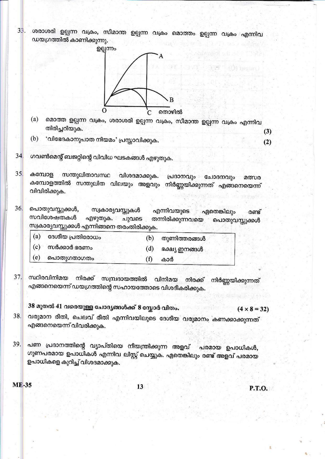 Kerala Plus Two 2021 Economics Model Question Paper - Page 13
