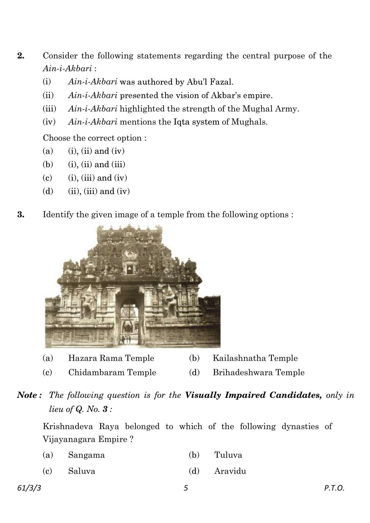 CBSE Class 12 61-3-3 History 2023 Question Paper - Page 5