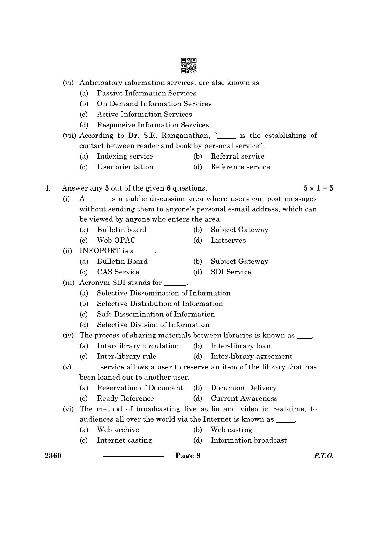 CBSE Class 12 Library & Information Science 2024 Question Paper - Page 9