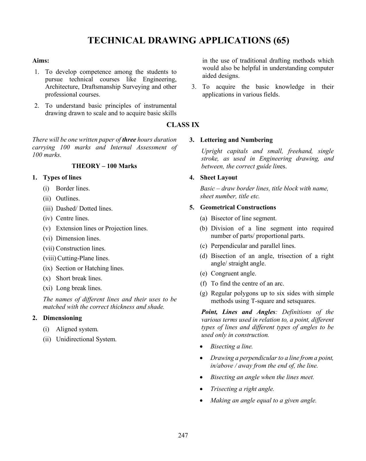 ICSE Technical Drawing Applications Syllabus IndCareer Docs