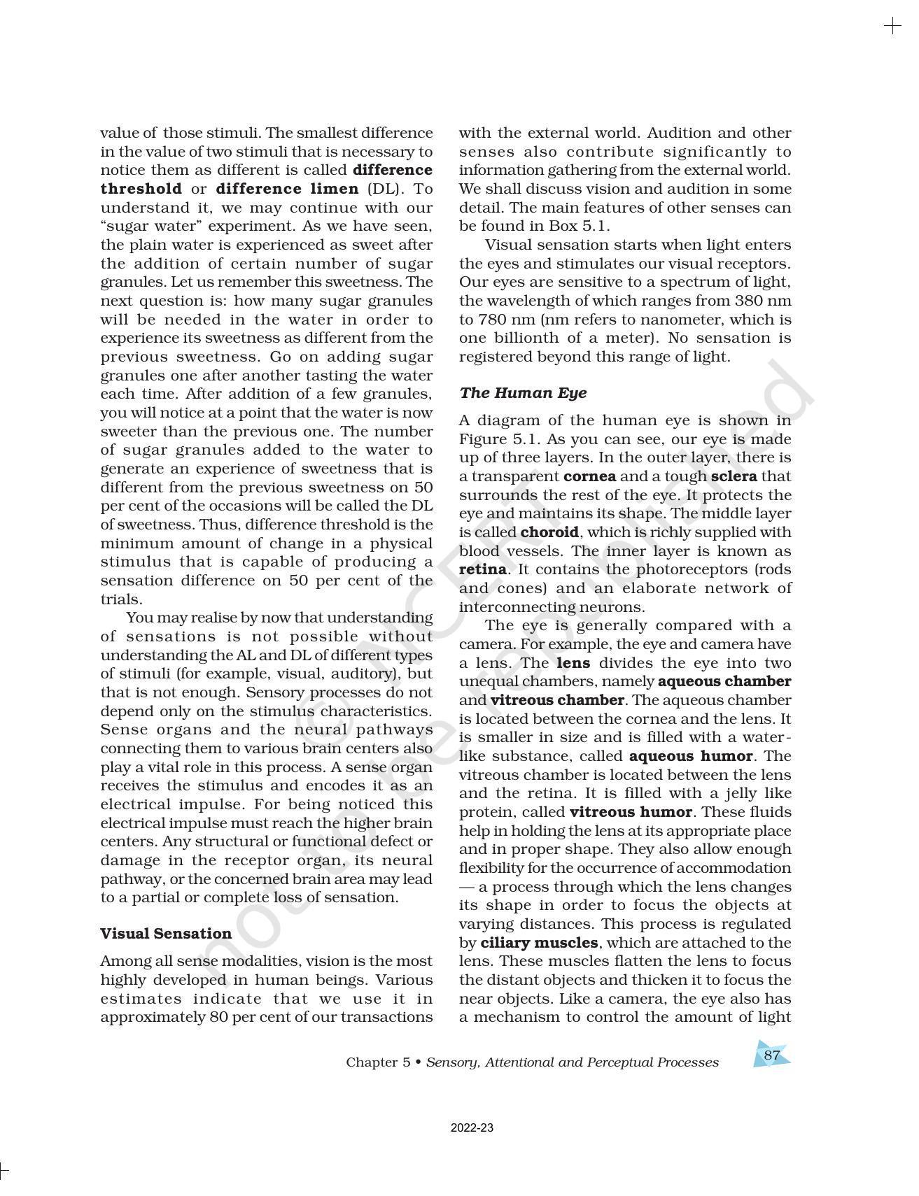 NCERT Book for Class 11 Psychology Chapter 5 Sensory, Attentional, and Perceptual Processes - Page 4