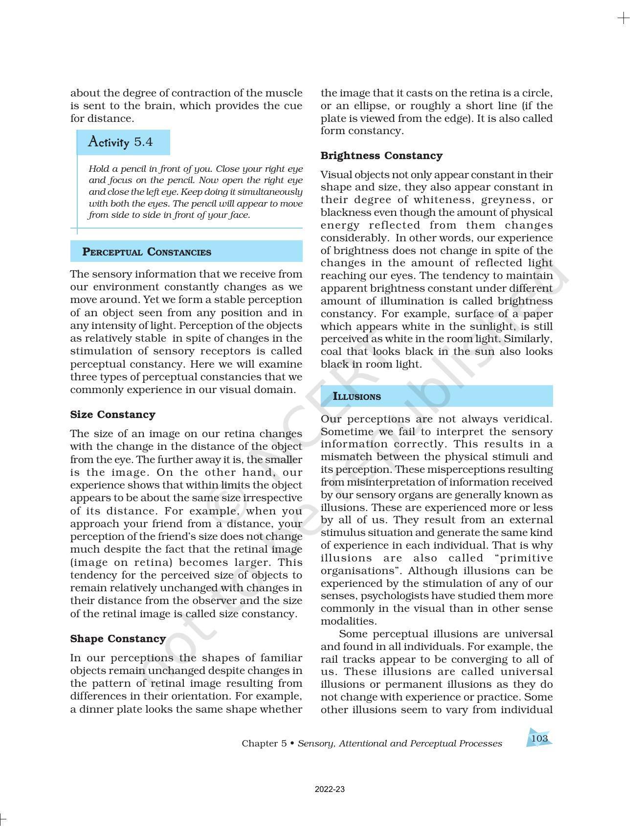 NCERT Book for Class 11 Psychology Chapter 5 Sensory, Attentional, and Perceptual Processes - Page 20