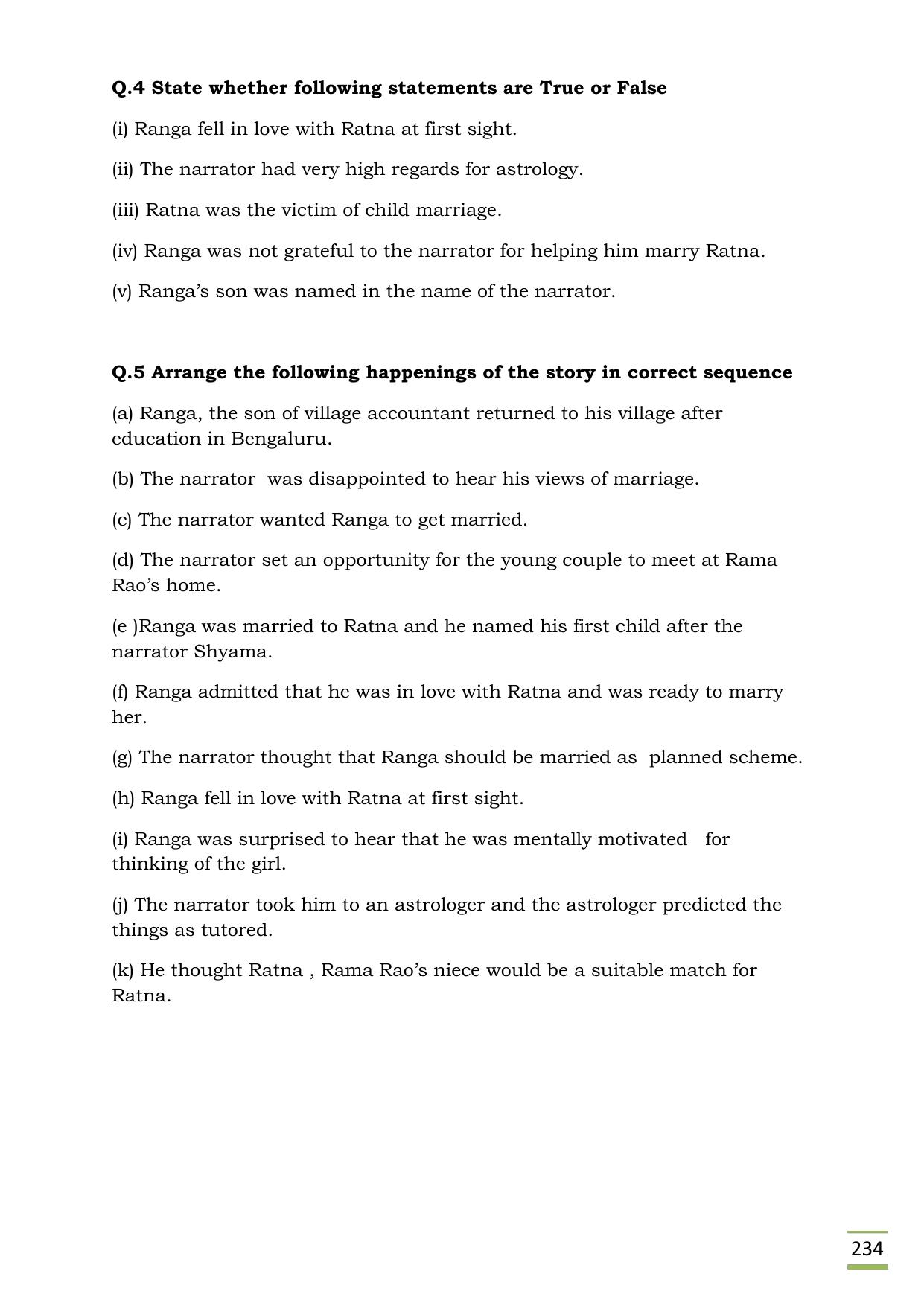 CBSE Worksheets for Class 11 English Ranga Marriage questions answers - Page 2