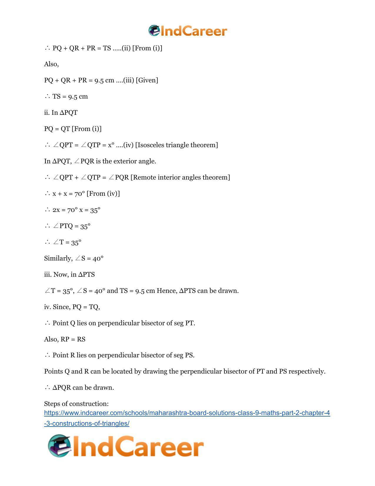 Maharashtra Board Solutions Class 9-Maths (Part 2): Chapter 4.3- Constructions of Triangles - Page 3