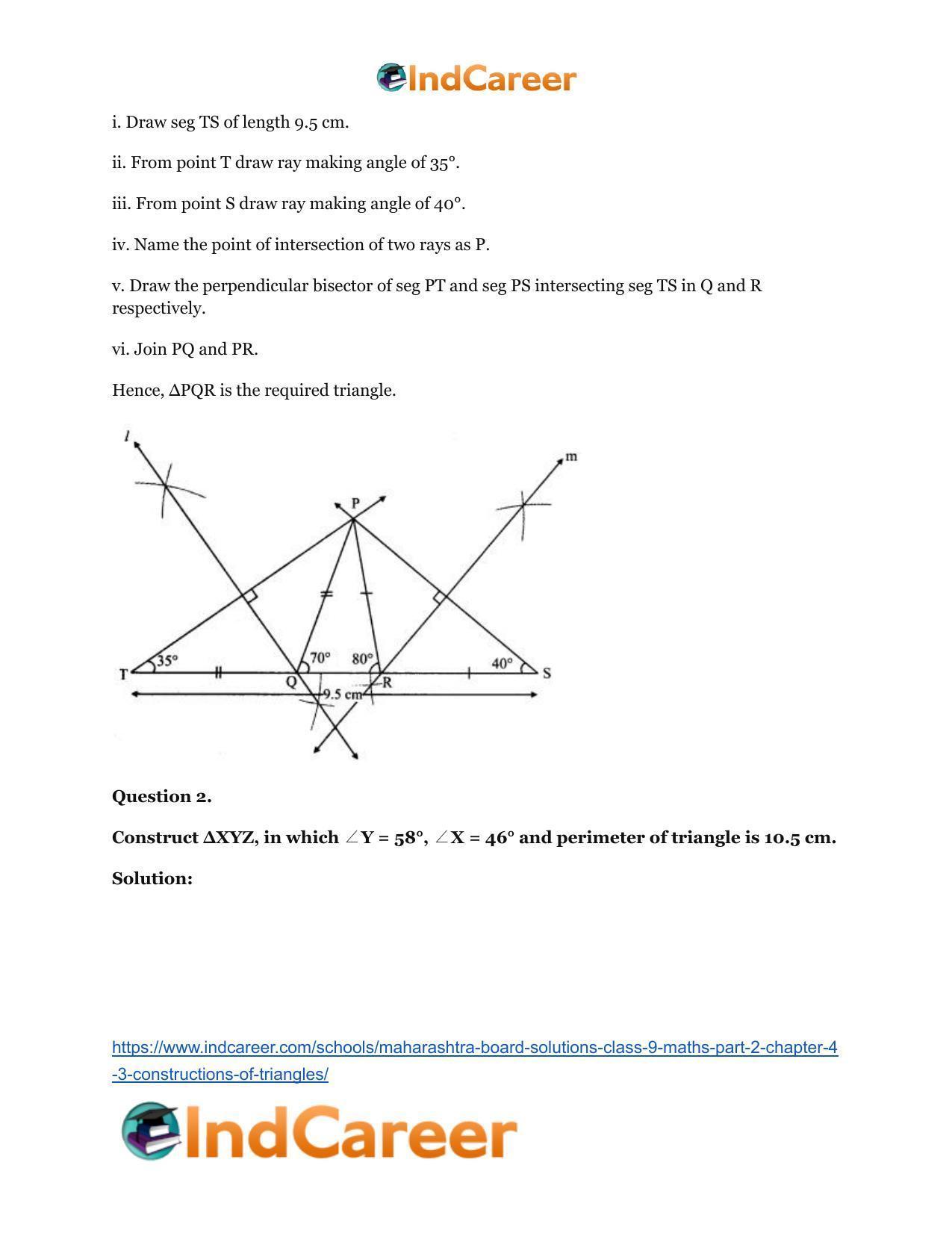 Maharashtra Board Solutions Class 9-Maths (Part 2): Chapter 4.3- Constructions of Triangles - Page 4