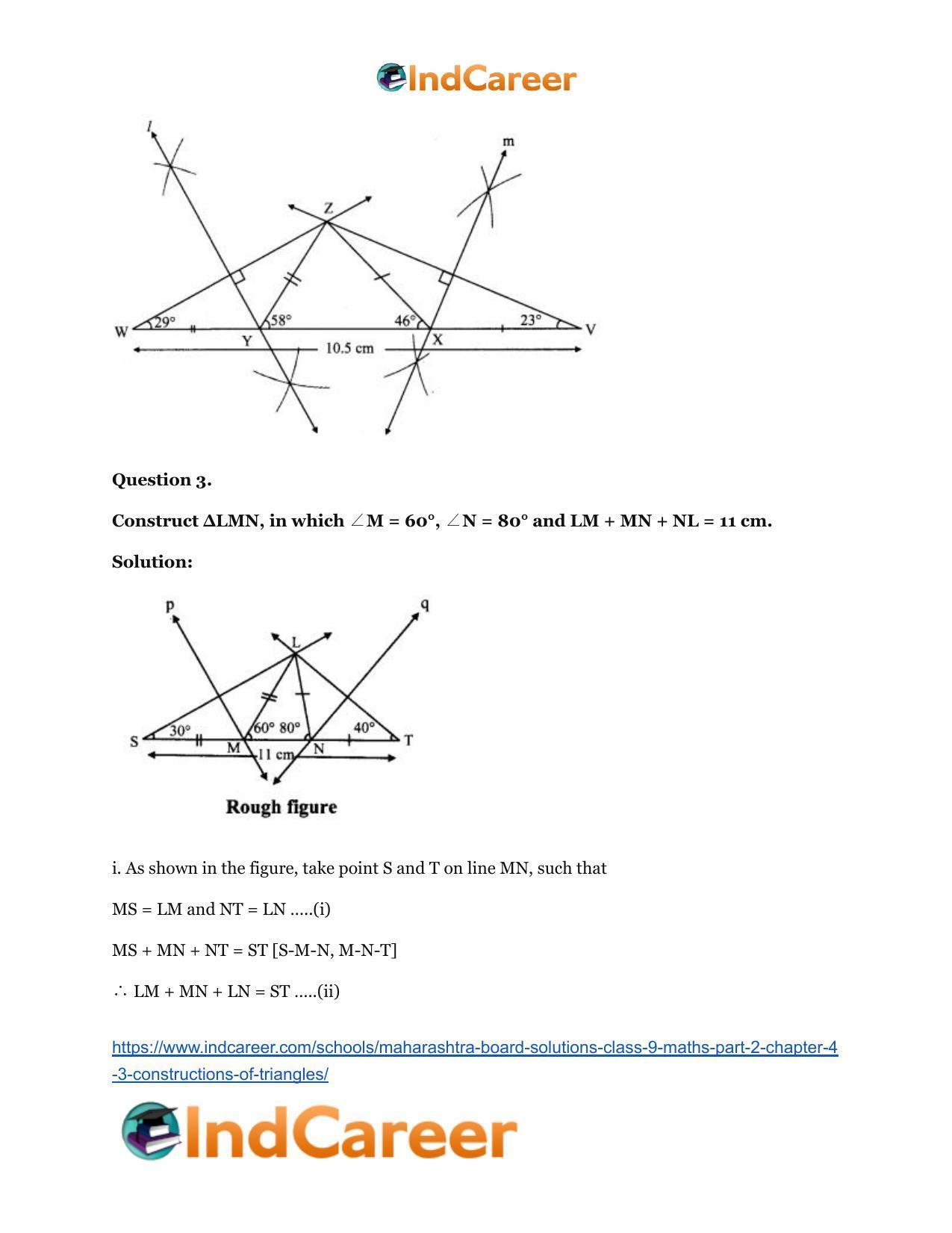 Maharashtra Board Solutions Class 9-Maths (Part 2): Chapter 4.3- Constructions of Triangles - Page 7