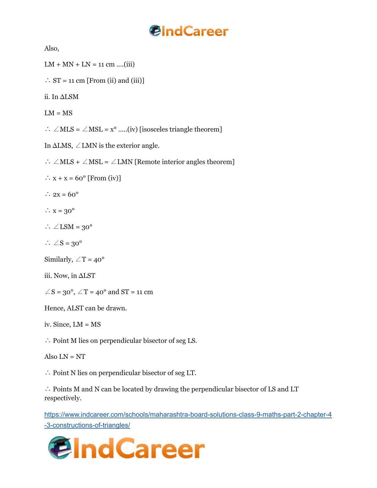 Maharashtra Board Solutions Class 9-Maths (Part 2): Chapter 4.3- Constructions of Triangles - Page 8