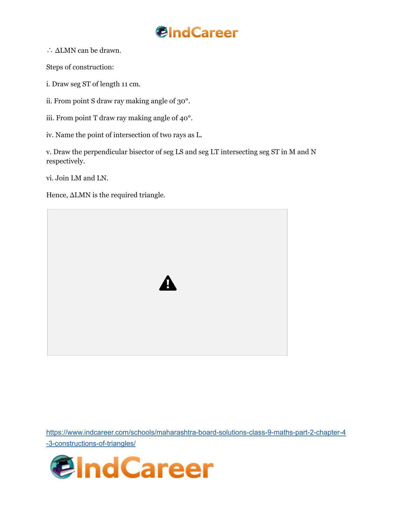 Maharashtra Board Solutions Class 9-Maths (Part 2): Chapter 4.3- Constructions of Triangles - Page 9