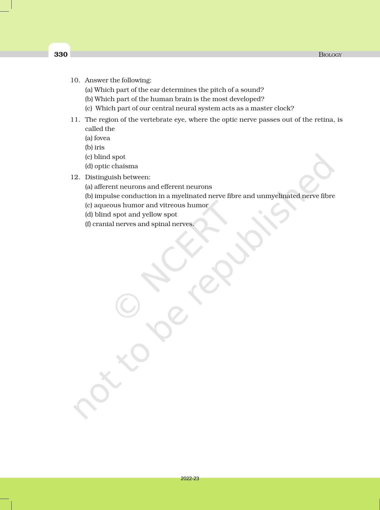 NCERT Book for Class 11 Biology Chapter 21 Neural Control and Coordination - Page 16