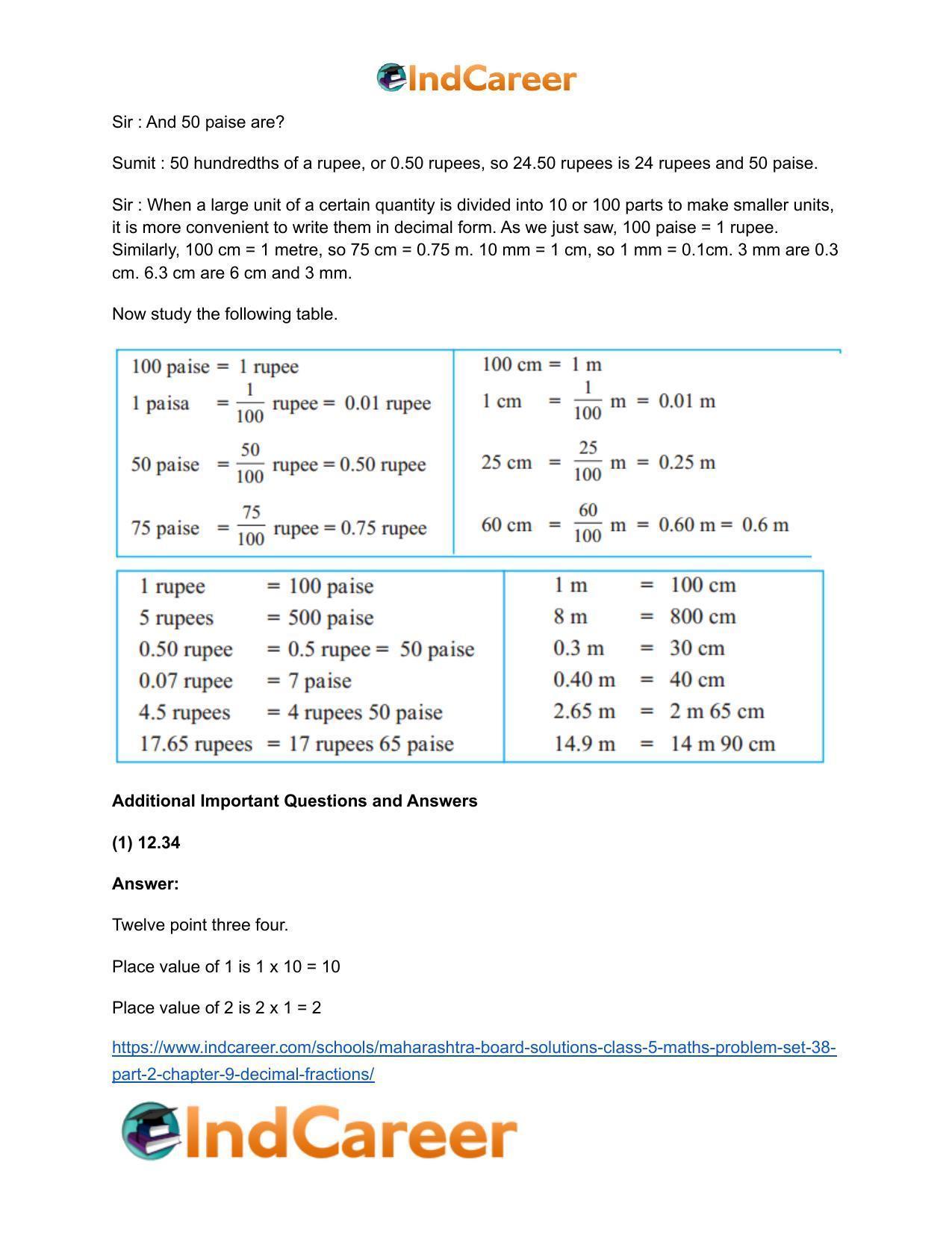 Maharashtra Board Solutions Class 5-Maths (Problem Set 38) - Part 2: Chapter 9- Decimal Fractions - Page 4