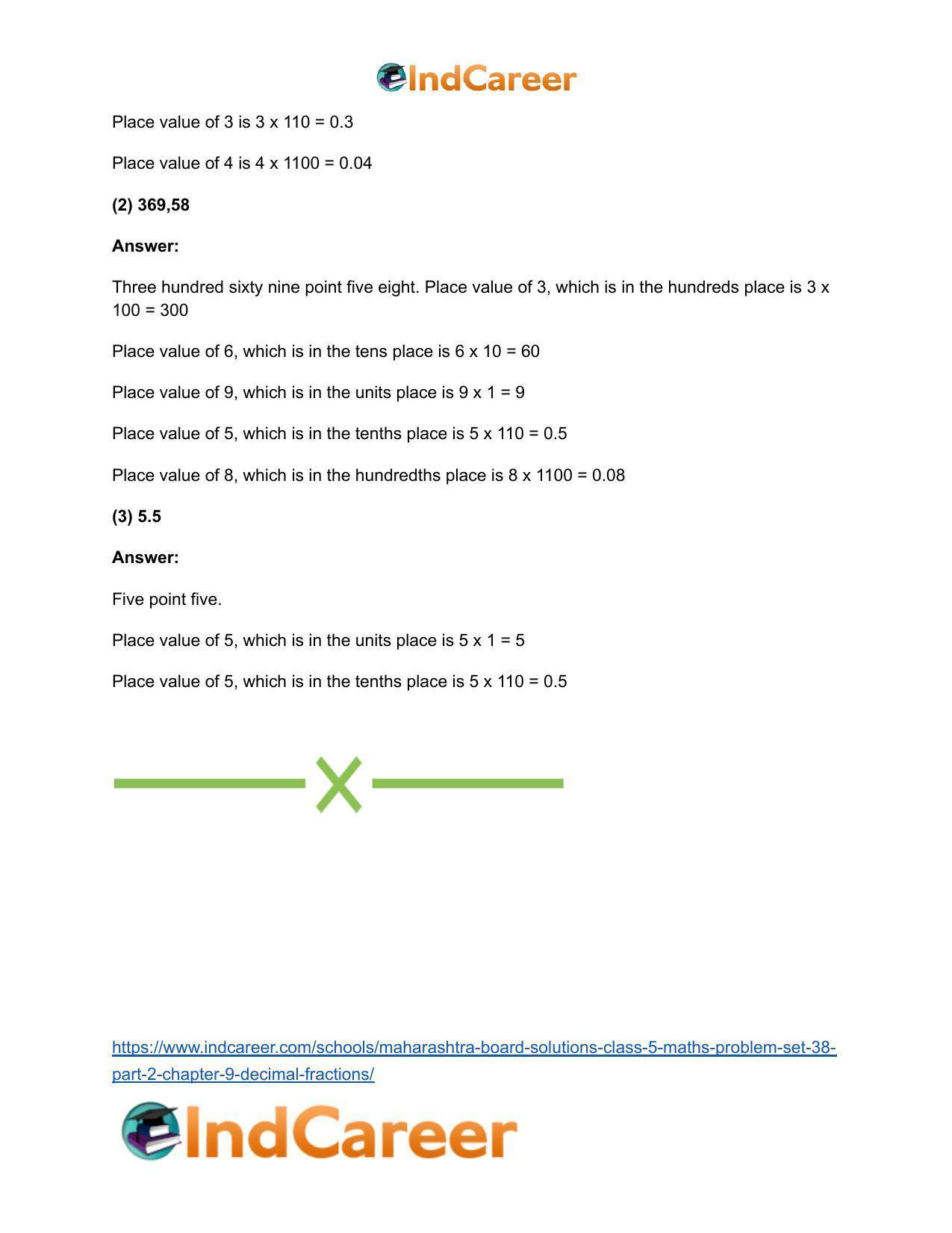 Maharashtra Board Solutions Class 5-Maths (Problem Set 38) - Part 2: Chapter 9- Decimal Fractions - Page 5
