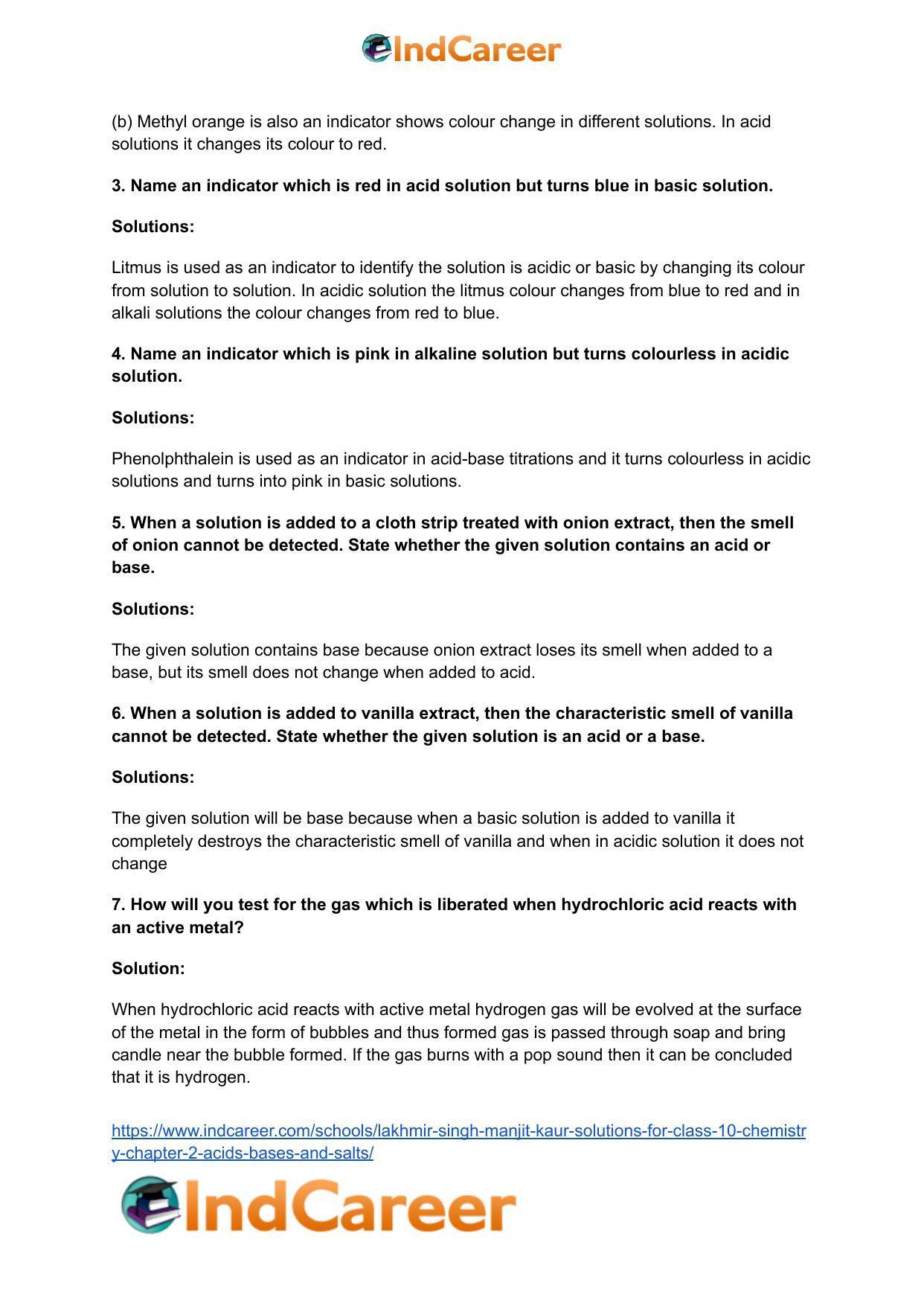 Lakhmir Singh Manjit Kaur Solutions for Class 10 Chemistry: Chapter 2- Acids, Bases and Salts - Page 3
